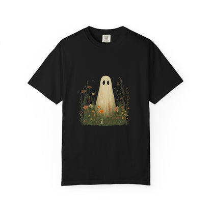Cute Ghost in Wildflowers Shirt, Halloween Floral Tee - Popbydesign