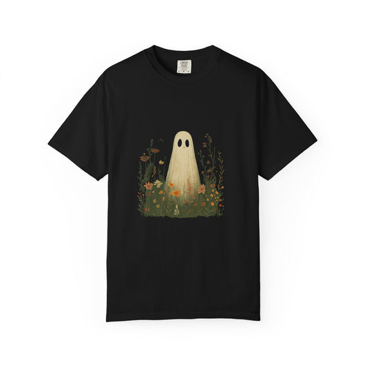 Cute Ghost in Wildflowers Shirt, Halloween Floral Tee - Popbydesign