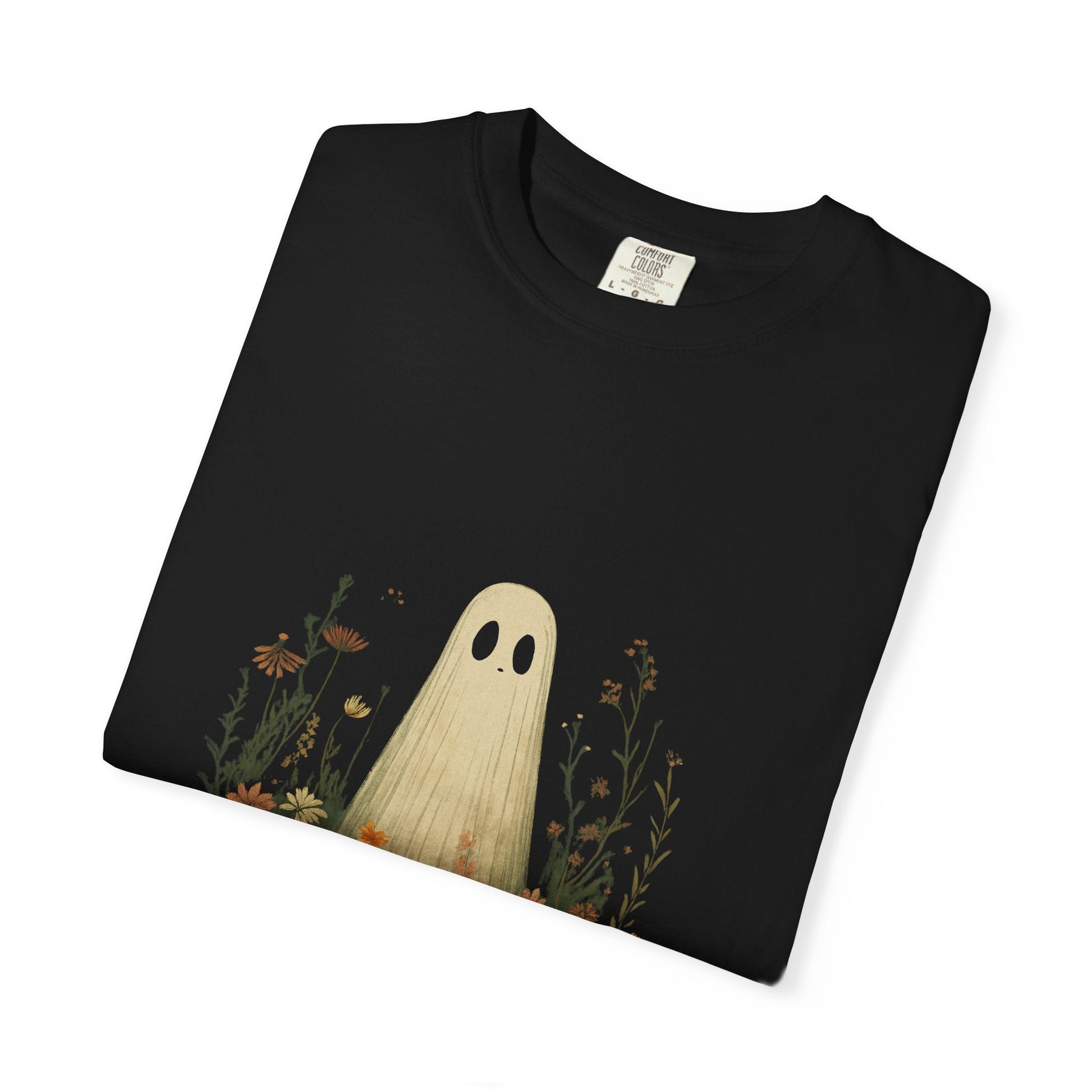 Cute Ghost in Wildflowers Shirt, Halloween Floral Tee - Popbydesign