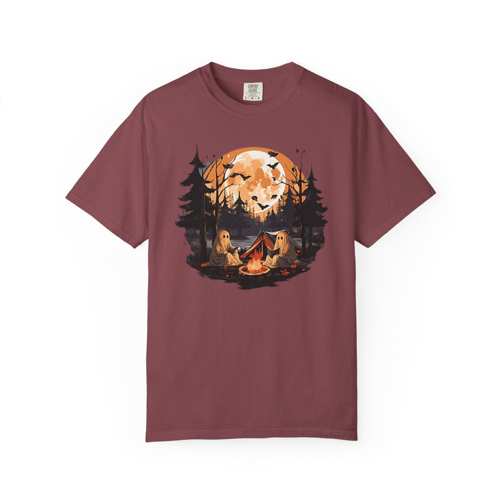 Cute Ghost Shirt, ghost reading Shirt, Cute campfire ghost by Printify