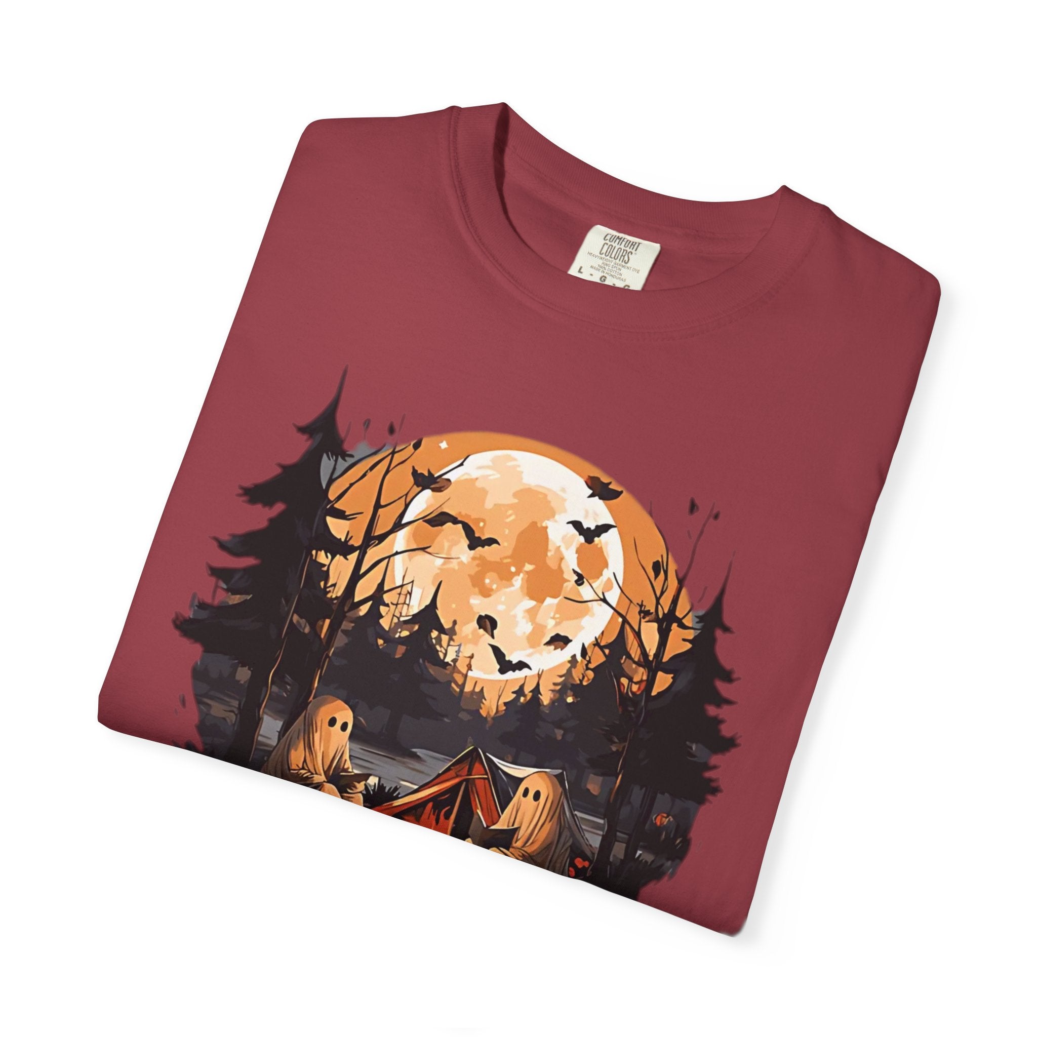 Cute Ghost Shirt, ghost reading Shirt, Cute campfire ghost by Printify