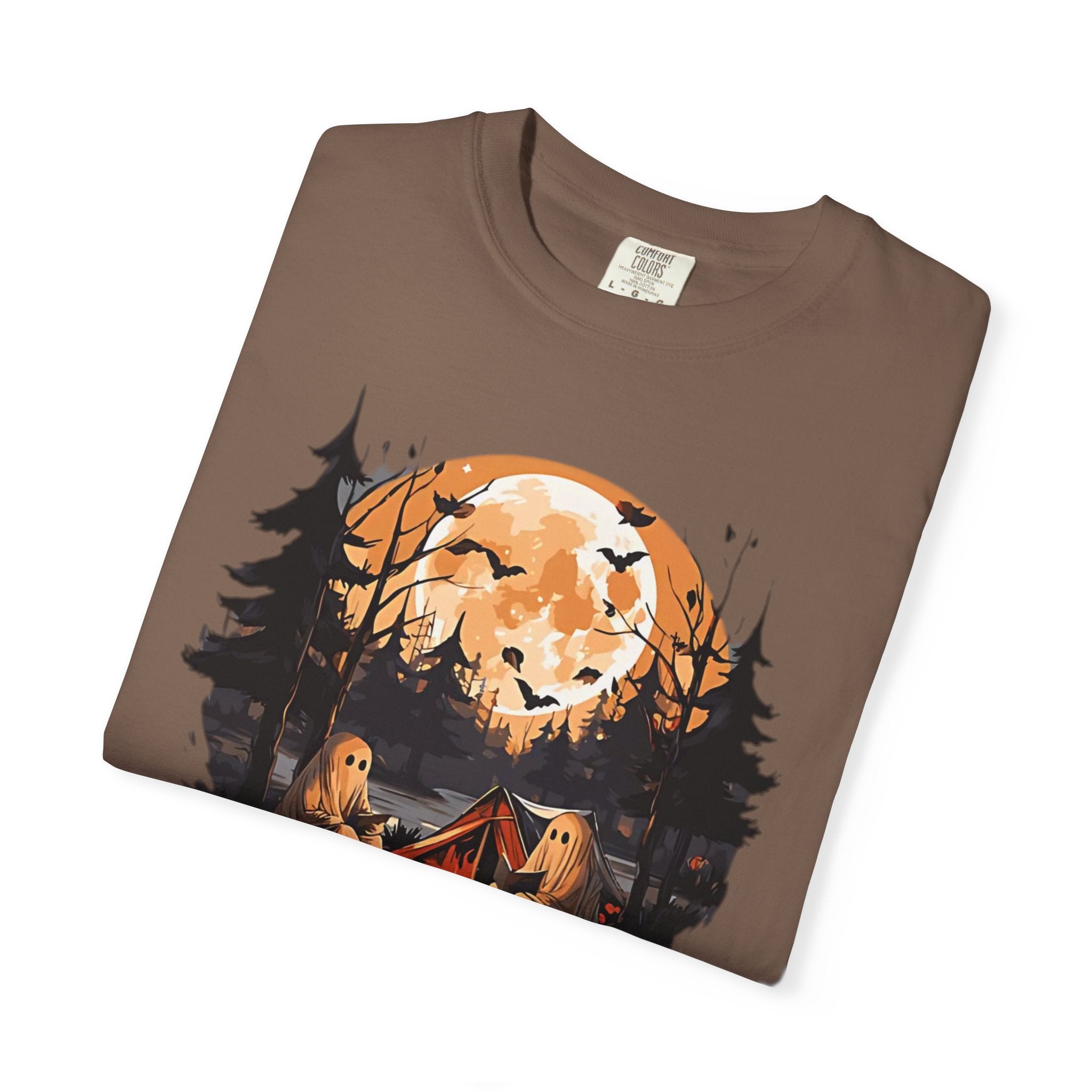 Cute Ghost Shirt, ghost reading Shirt, Cute campfire ghost by Printify