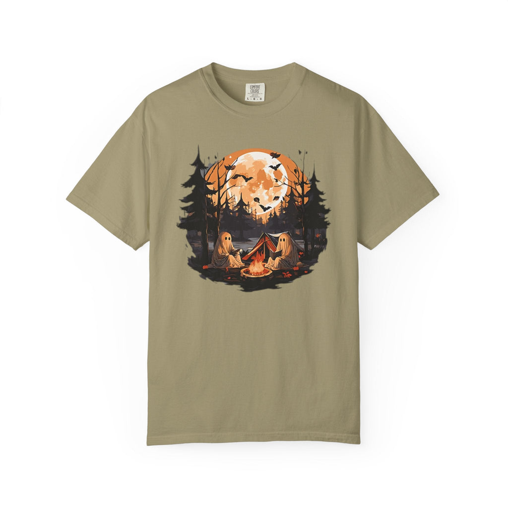 Cute Ghost Shirt, ghost reading Shirt, Cute campfire ghost by Printify