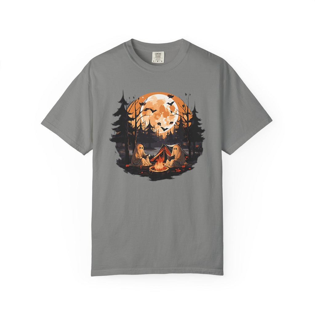 Cute Ghost Shirt, ghost reading Shirt, Cute campfire ghost by Printify