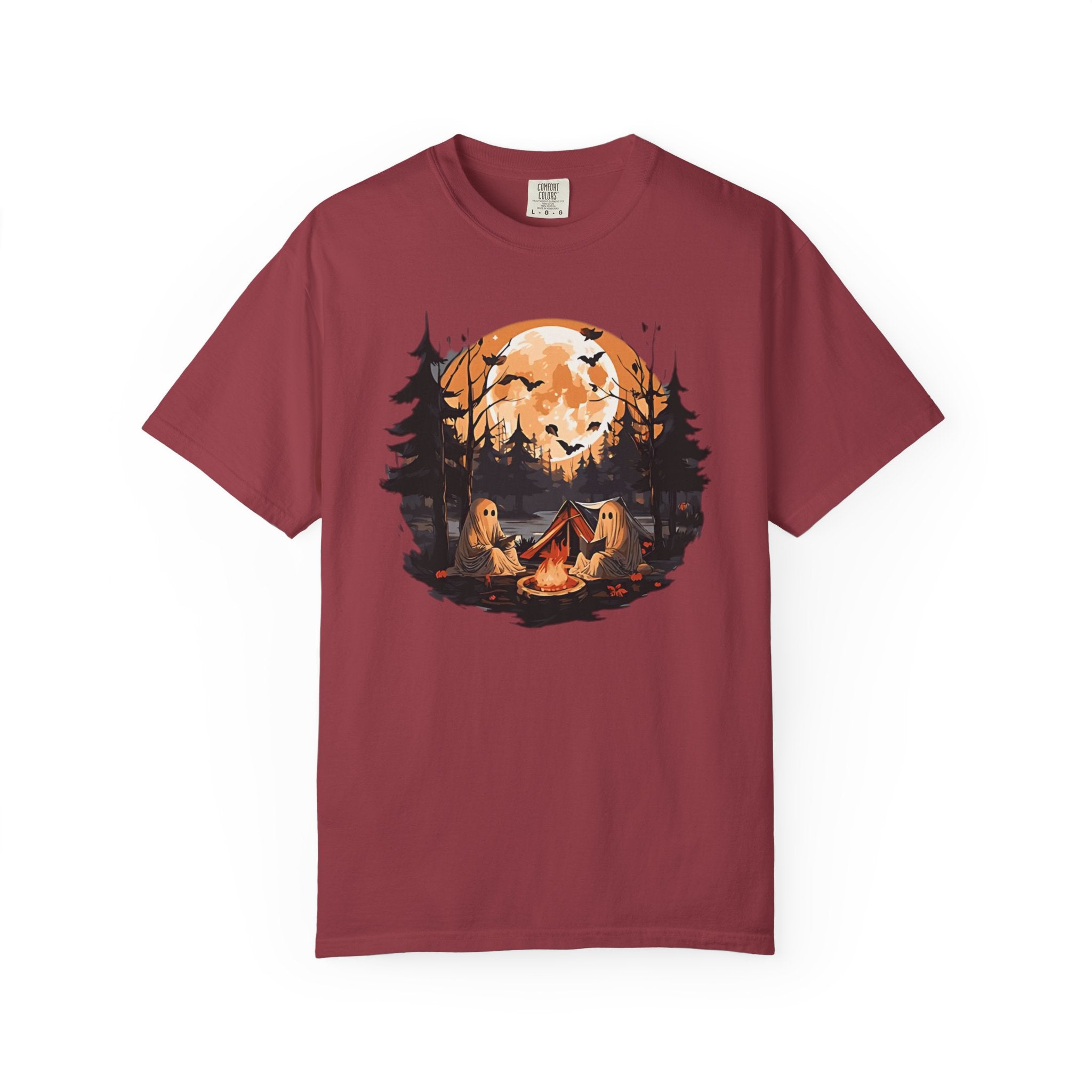 Cute Ghost Shirt, ghost reading Shirt, Cute campfire ghost by Printify