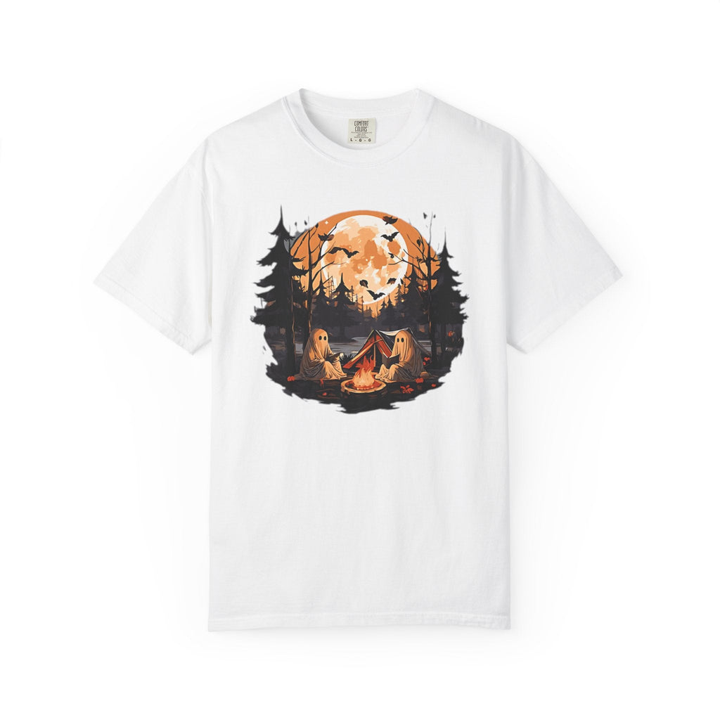 Cute Ghost Shirt, ghost reading Shirt, Cute campfire ghost by Printify