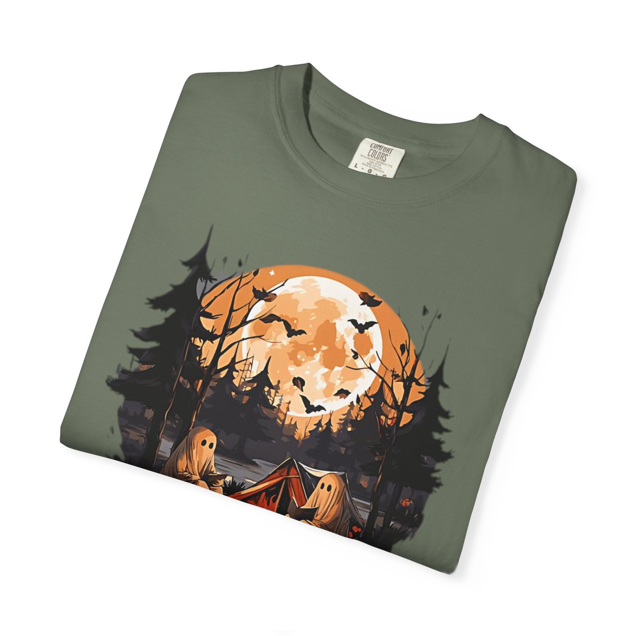 Cute Ghost Shirt, ghost reading Shirt, Cute campfire ghost by Printify