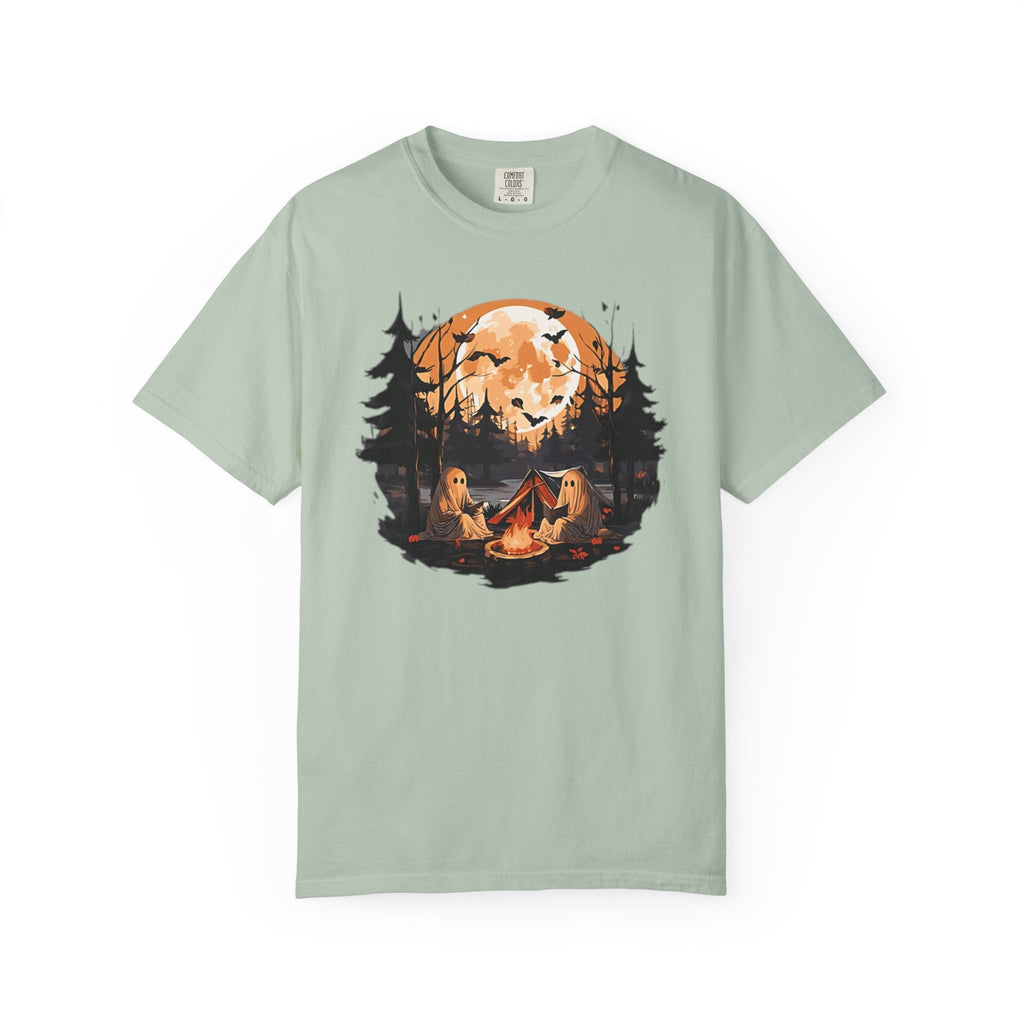 Cute Ghost Shirt, ghost reading Shirt, Cute campfire ghost by Printify