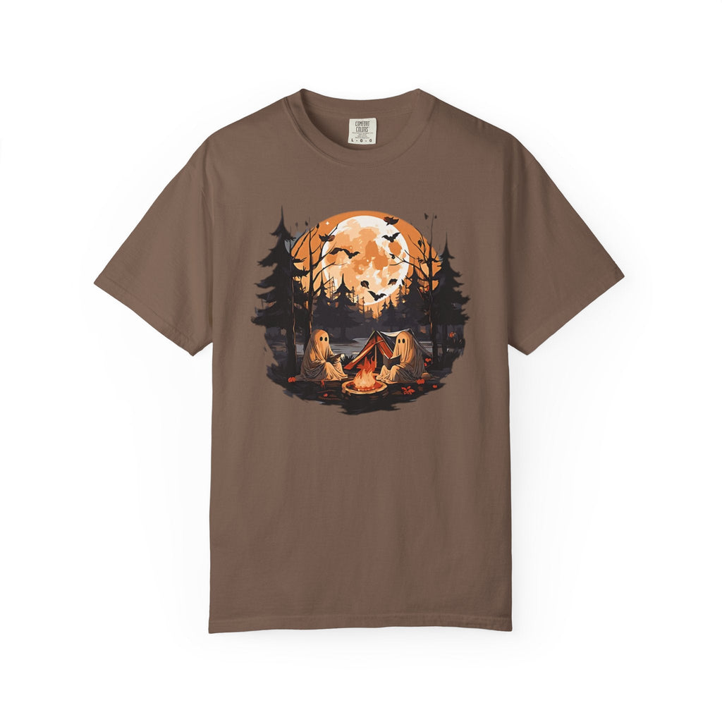 Cute Ghost Shirt, ghost reading Shirt, Cute campfire ghost by Printify