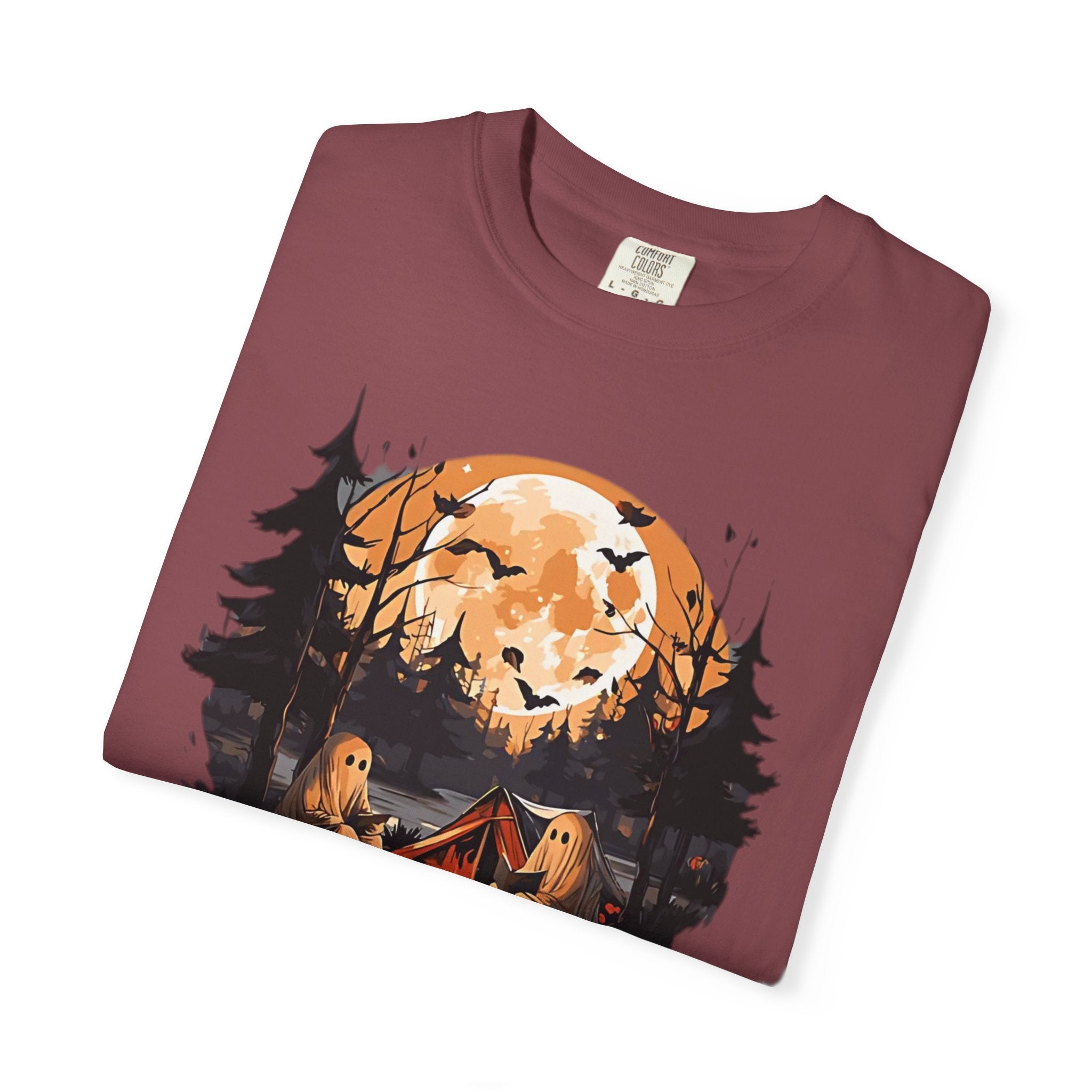 Cute Ghost Shirt, ghost reading Shirt, Cute campfire ghost by Printify