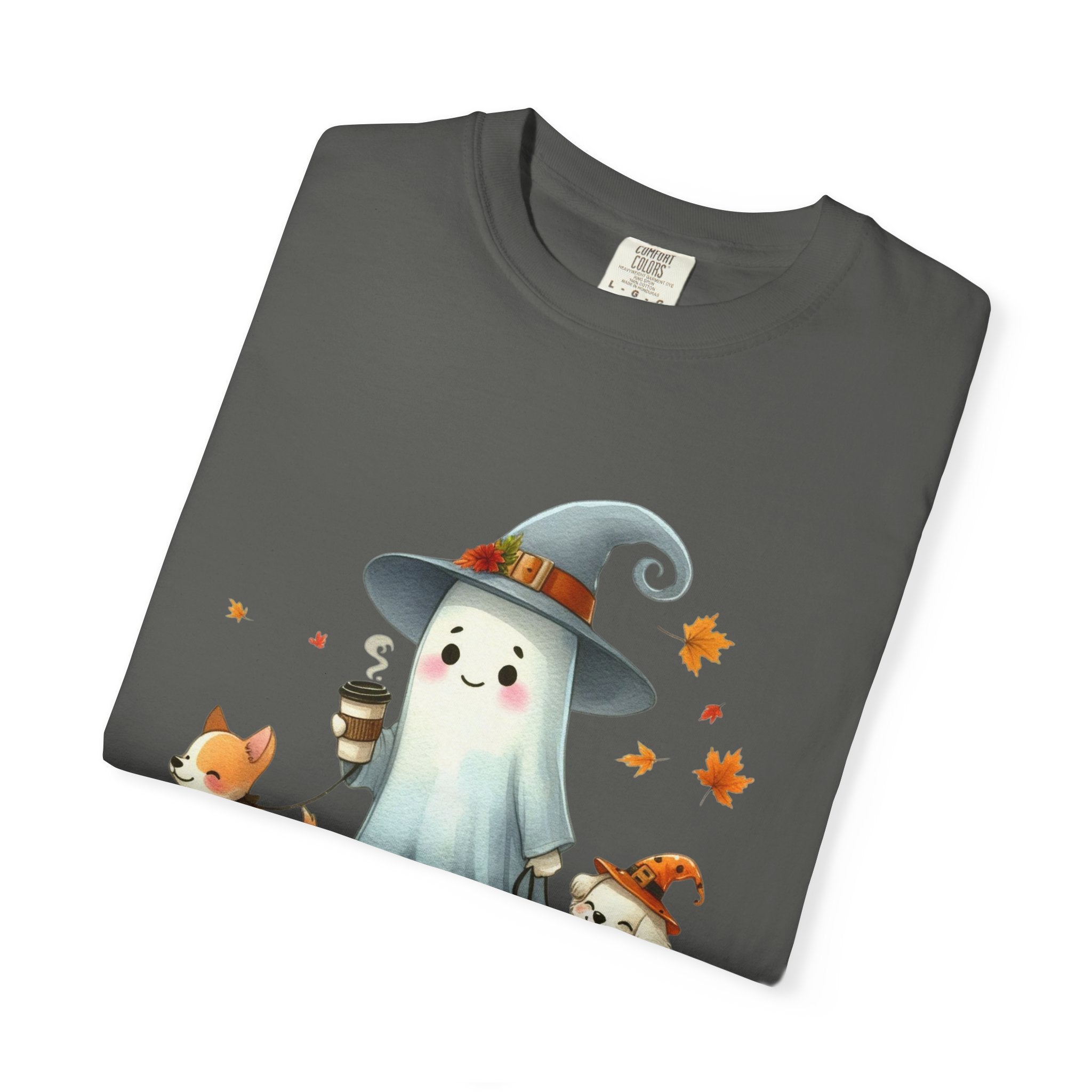 Cute ghost walking dogs shirt, cute dogs fall shirt by Printify