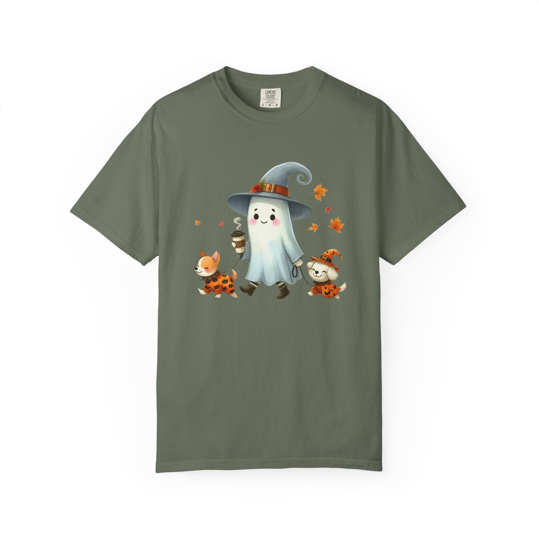 Cute ghost walking dogs shirt, cute dogs fall shirt by Printify