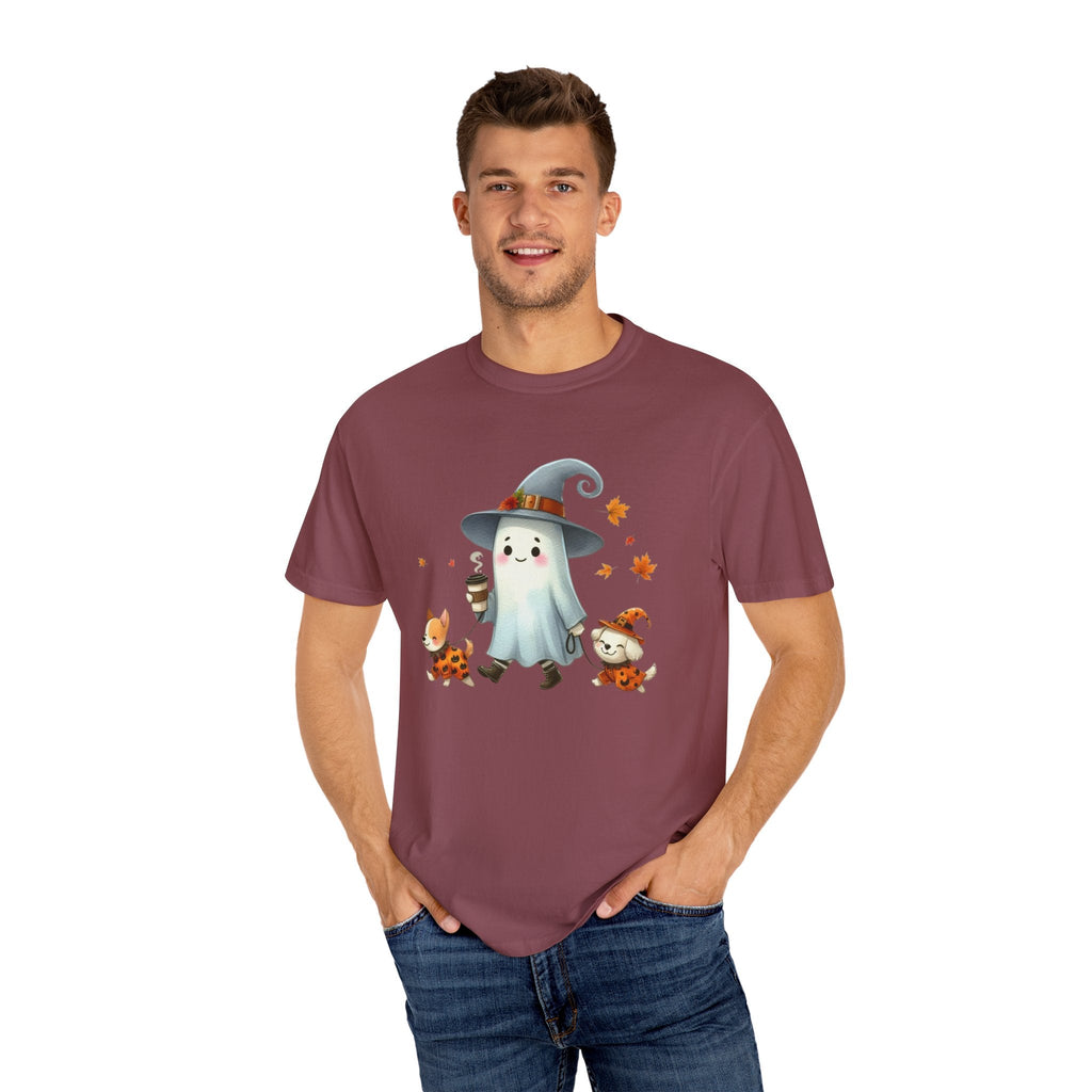 Cute ghost walking dogs shirt, cute dogs fall shirt by Printify