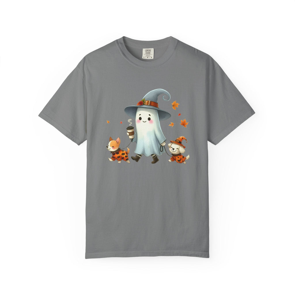 Cute ghost walking dogs shirt, cute dogs fall shirt by Printify