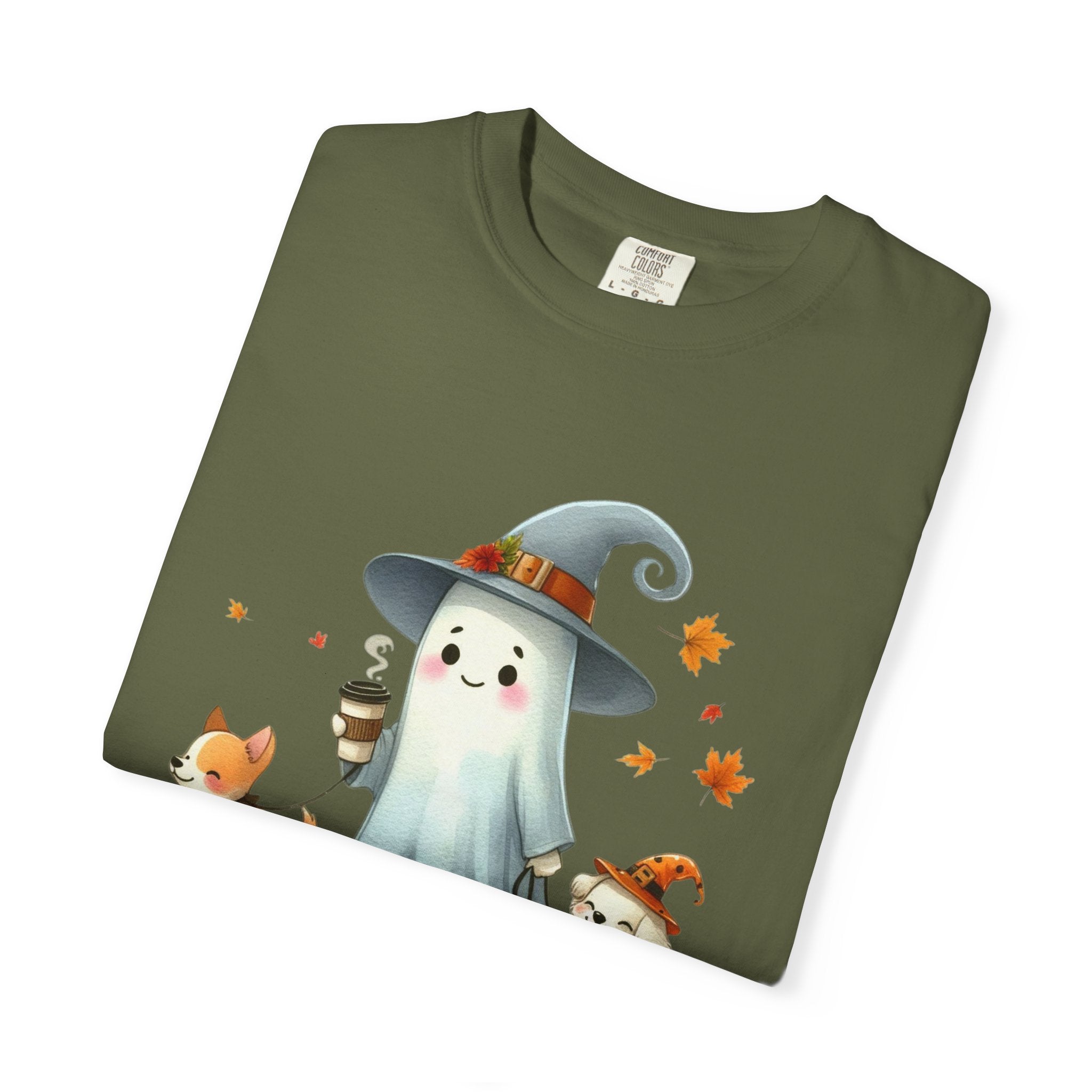 Cute ghost walking dogs shirt, cute dogs fall shirt by Printify