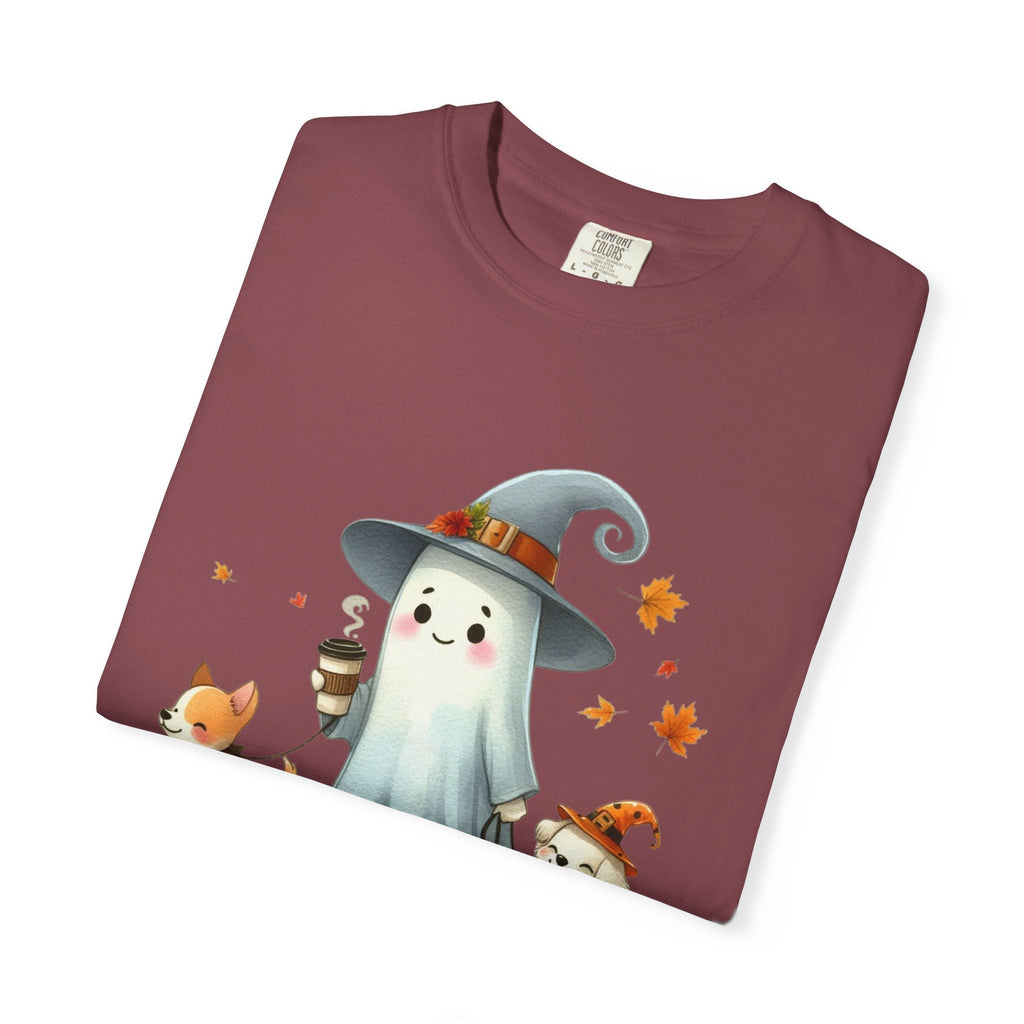 Cute ghost walking dogs shirt, cute dogs fall shirt by Printify