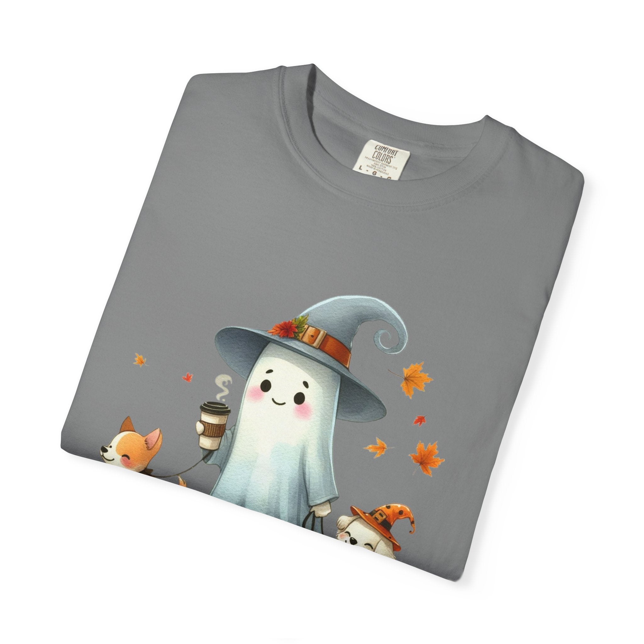 Cute ghost walking dogs shirt, cute dogs fall shirt by Printify