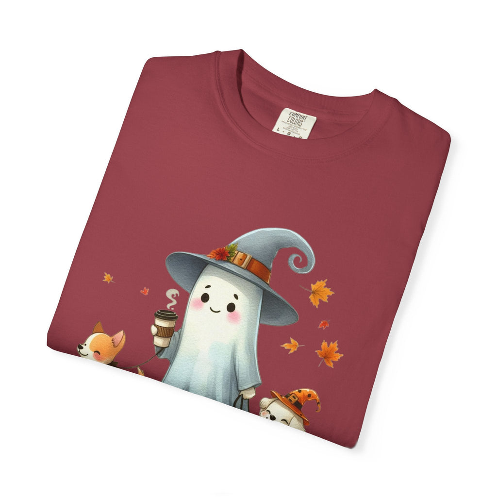 Cute ghost walking dogs shirt, cute dogs fall shirt by Printify