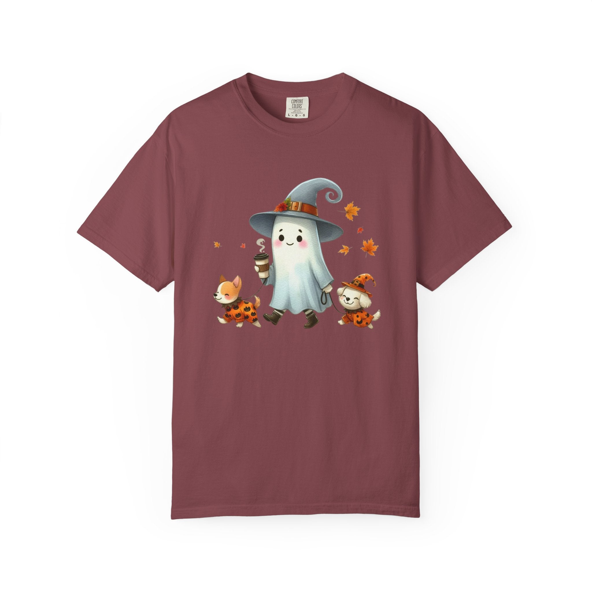 Cute ghost walking dogs shirt, cute dogs fall shirt by Printify