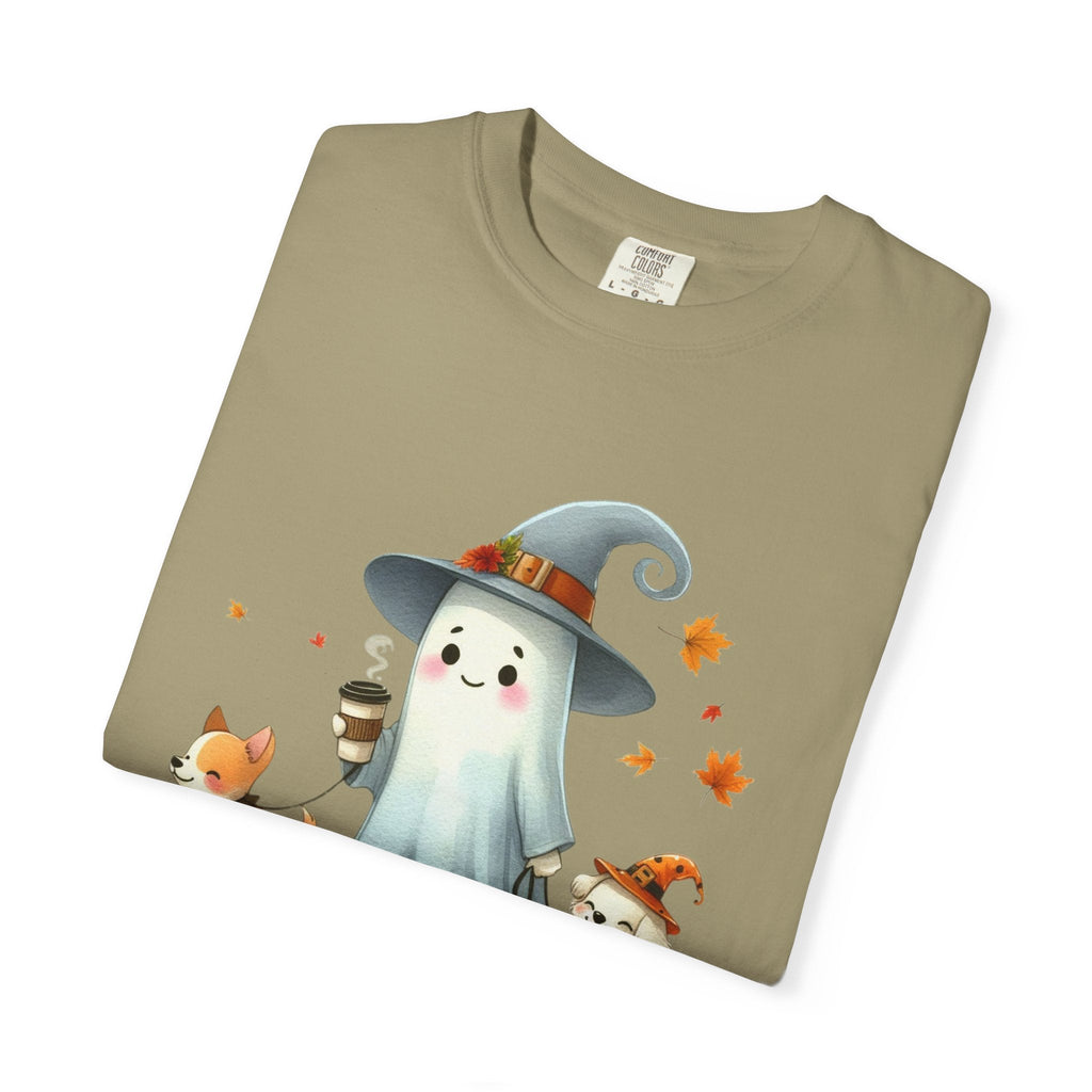 Cute ghost walking dogs shirt, cute dogs fall shirt by Printify