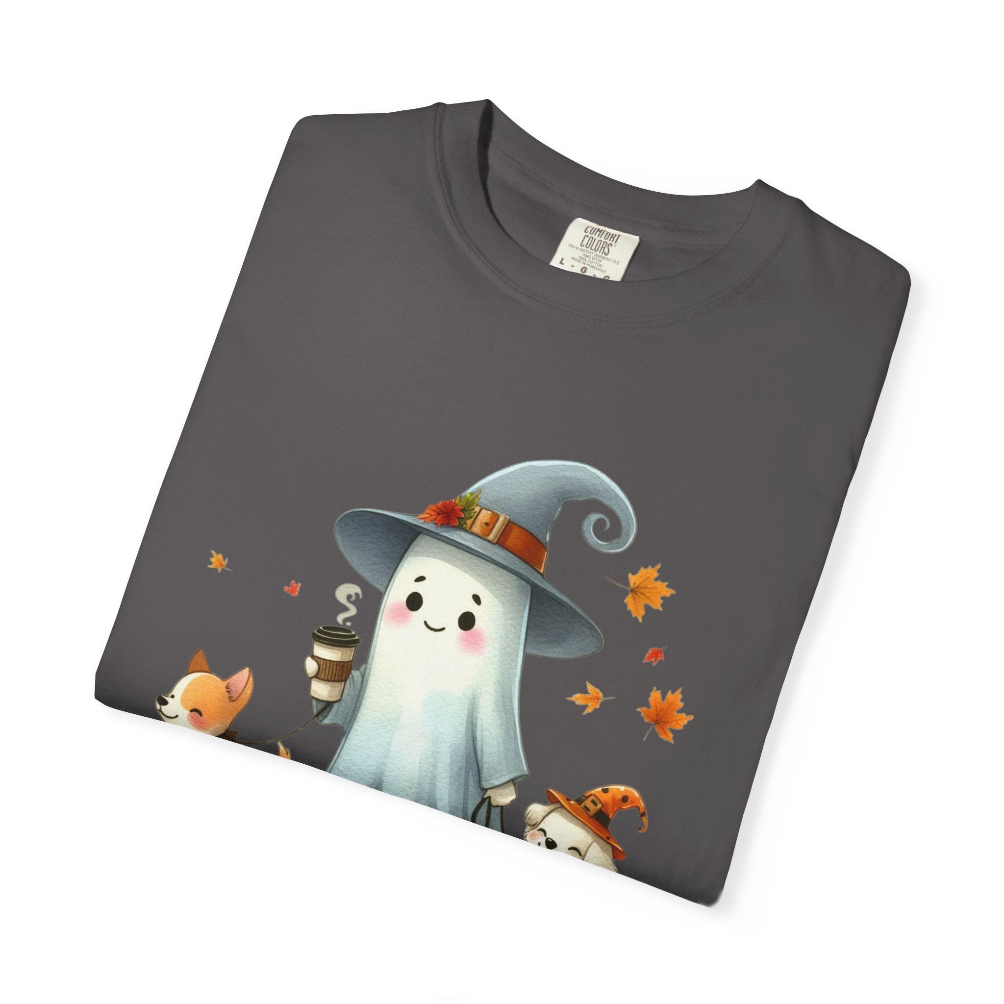 Cute ghost walking dogs shirt, cute dogs fall shirt by Printify
