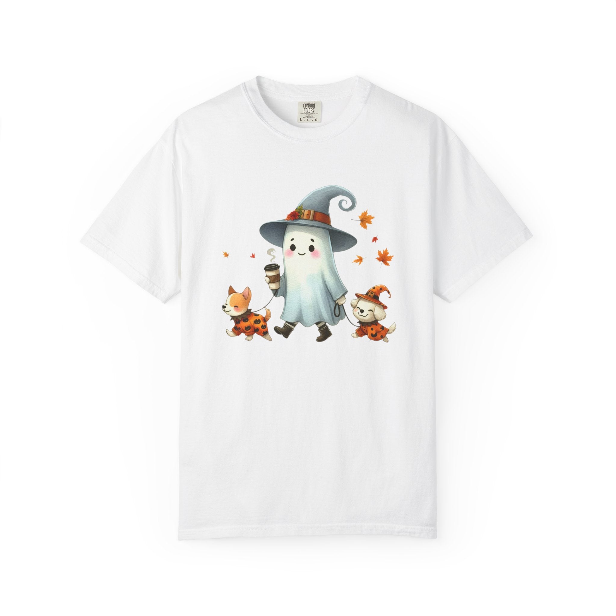 Cute ghost walking dogs shirt, cute dogs fall shirt by Printify