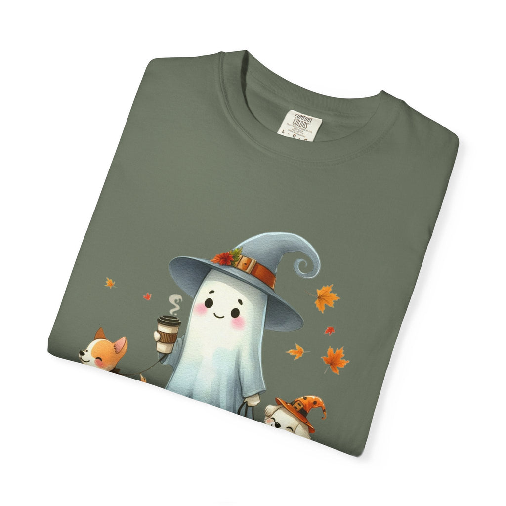 Cute ghost walking dogs shirt, cute dogs fall shirt by Printify