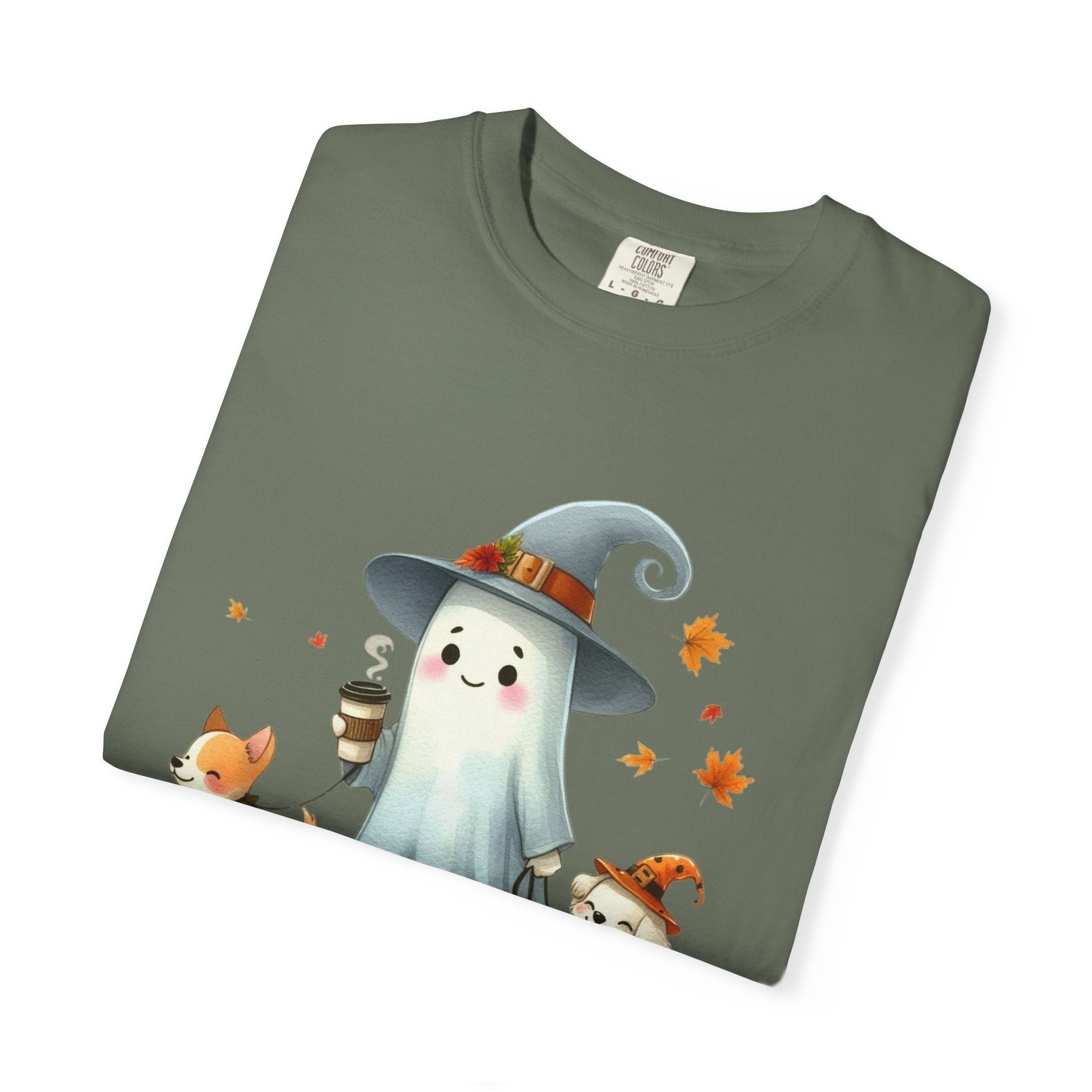 Cute ghost walking dogs shirt, cute dogs fall shirt by Printify