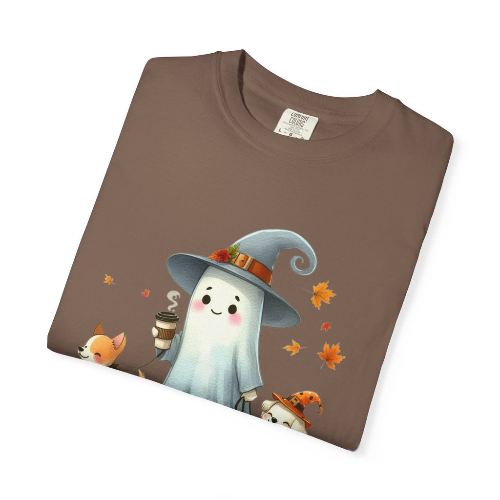 Cute ghost walking dogs shirt, cute dogs fall shirt by Printify