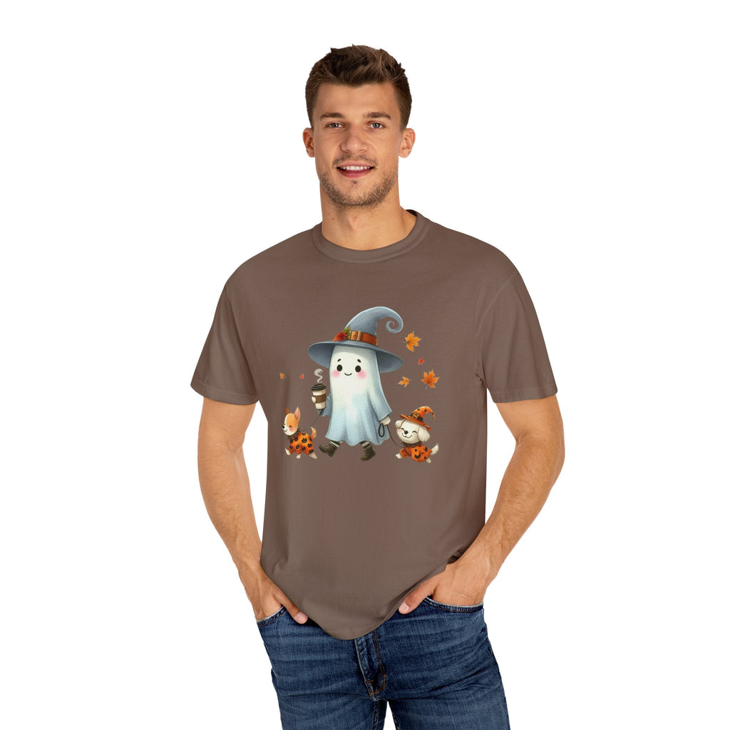 Cute ghost walking dogs shirt, cute dogs fall shirt by Printify