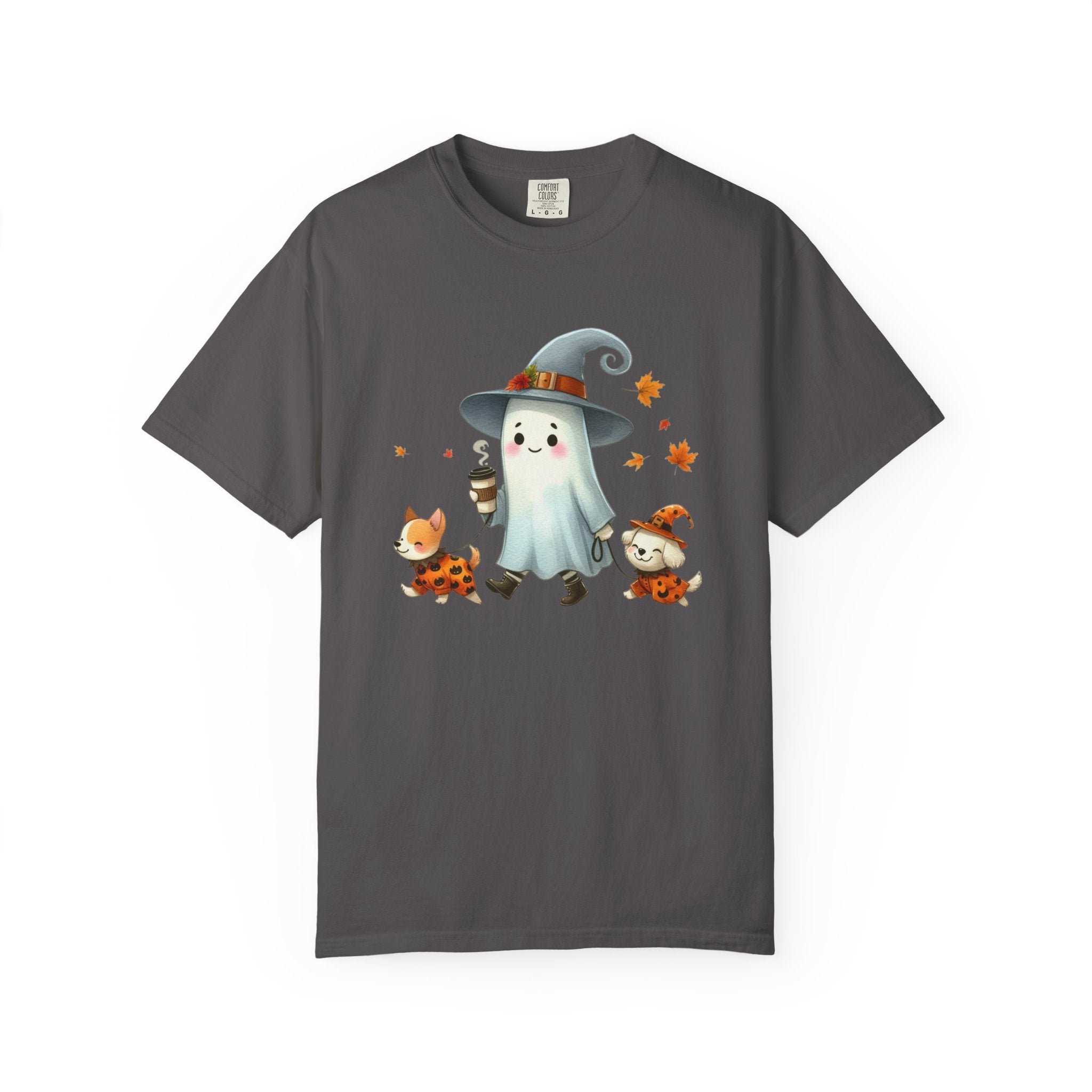 Cute ghost walking dogs shirt, cute dogs fall shirt by Printify