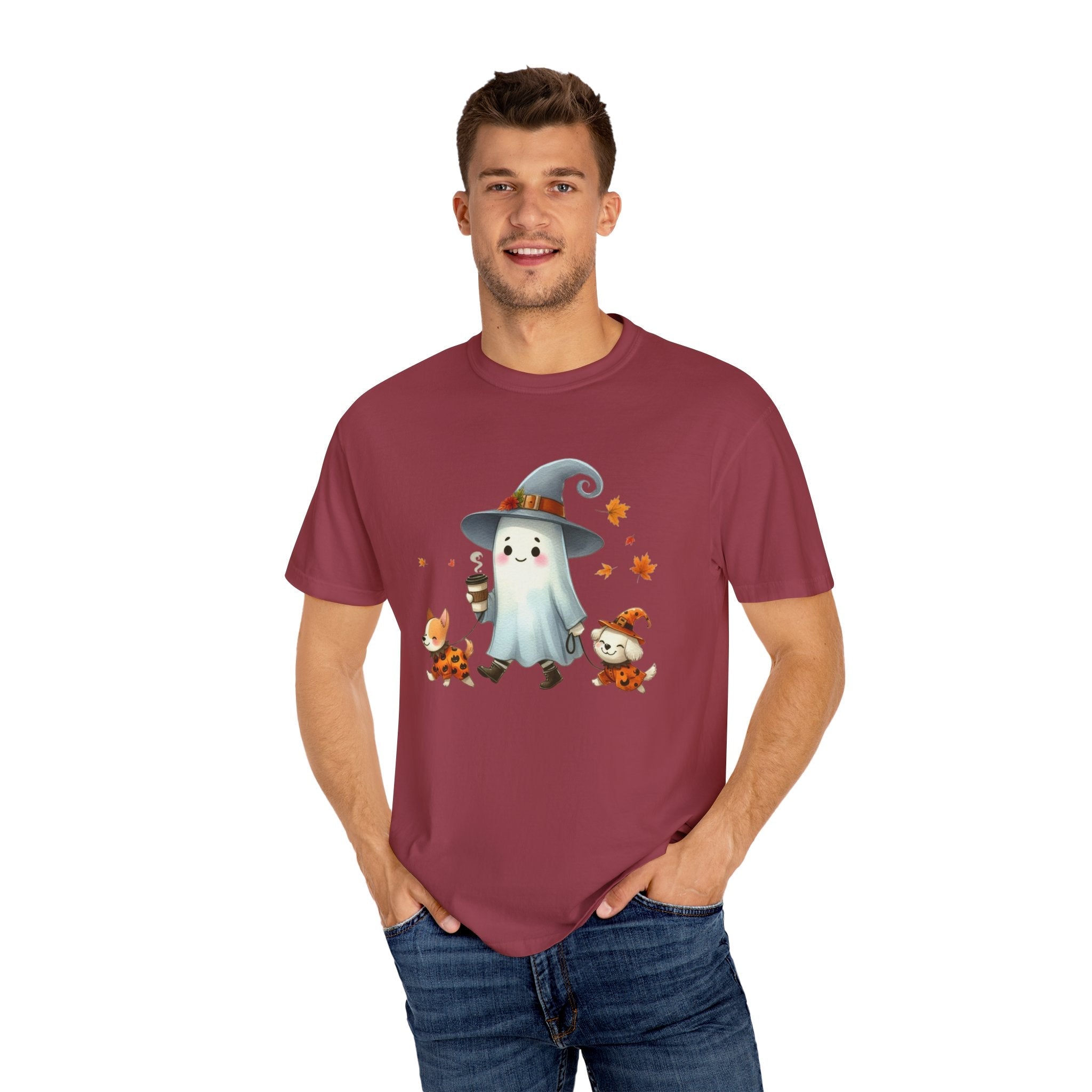 Cute ghost walking dogs shirt, cute dogs fall shirt by Printify
