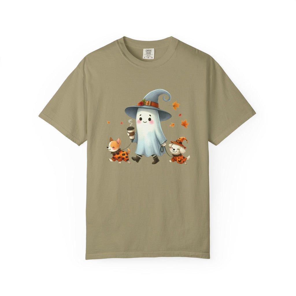 Cute ghost walking dogs shirt, cute dogs fall shirt by Printify