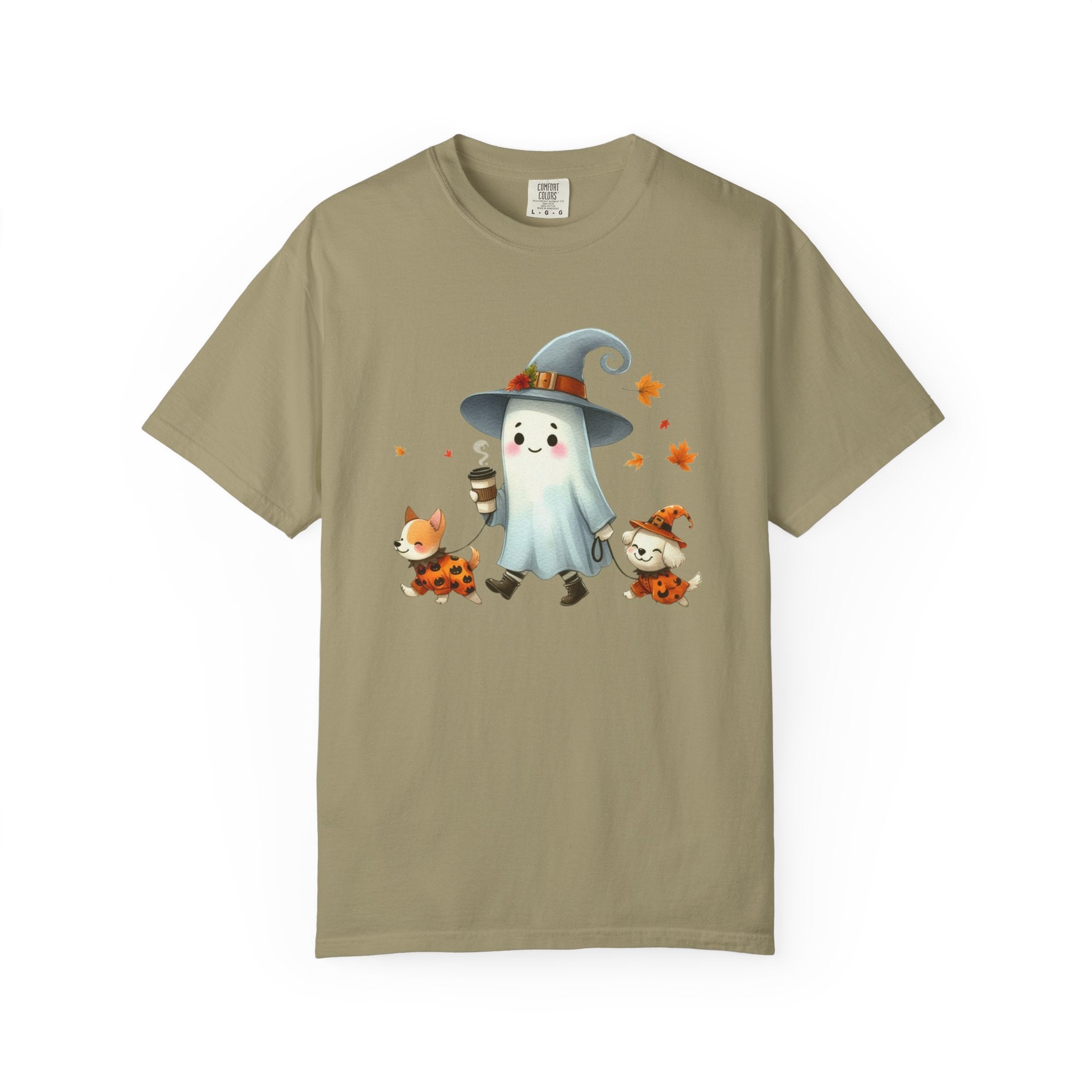 Cute ghost walking dogs shirt, cute dogs fall shirt by Printify