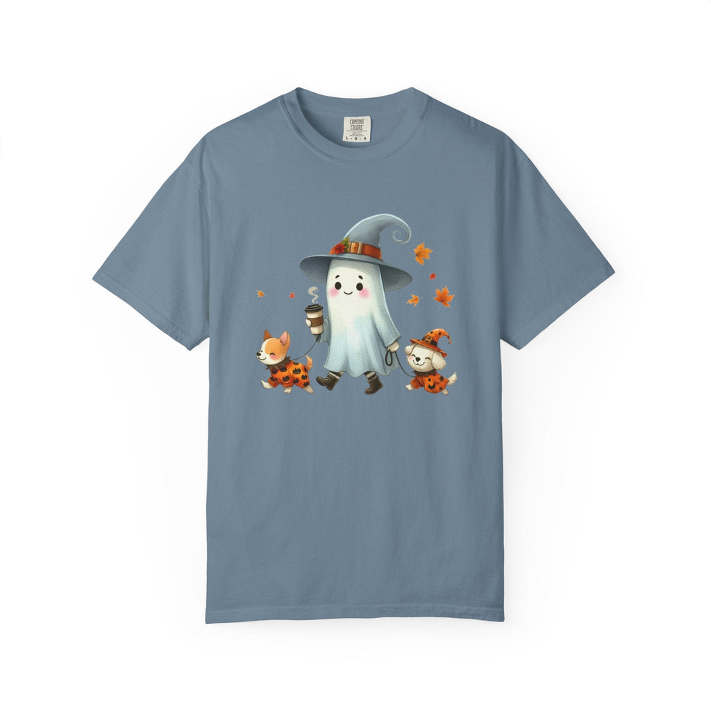 Cute ghost walking dogs shirt, cute dogs fall shirt by Printify