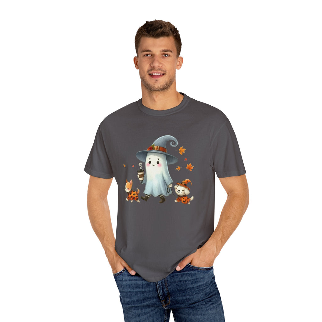 Cute ghost walking dogs shirt, cute dogs fall shirt by Printify