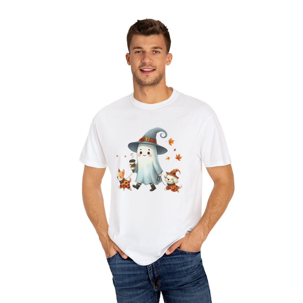 Cute ghost walking dogs shirt, cute dogs fall shirt by Printify