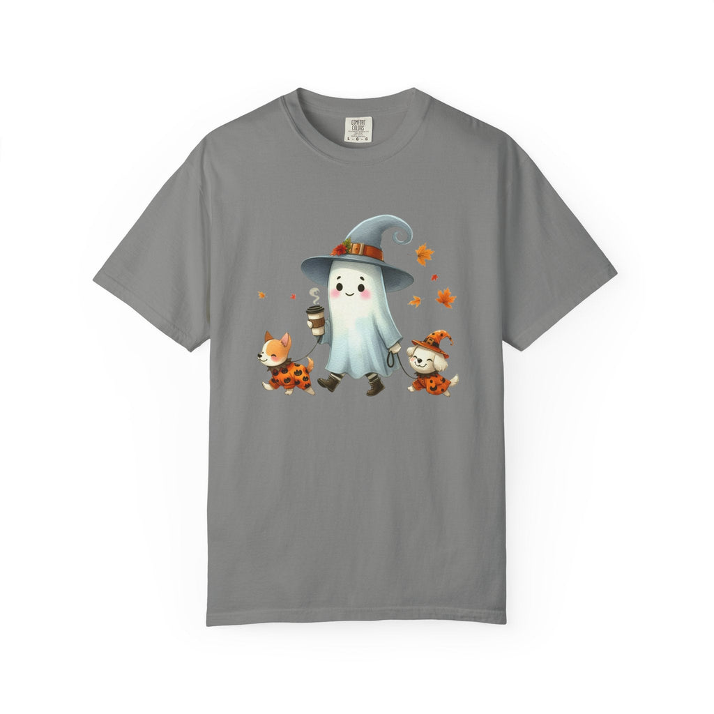Cute ghost walking dogs shirt, cute dogs fall shirt by Printify
