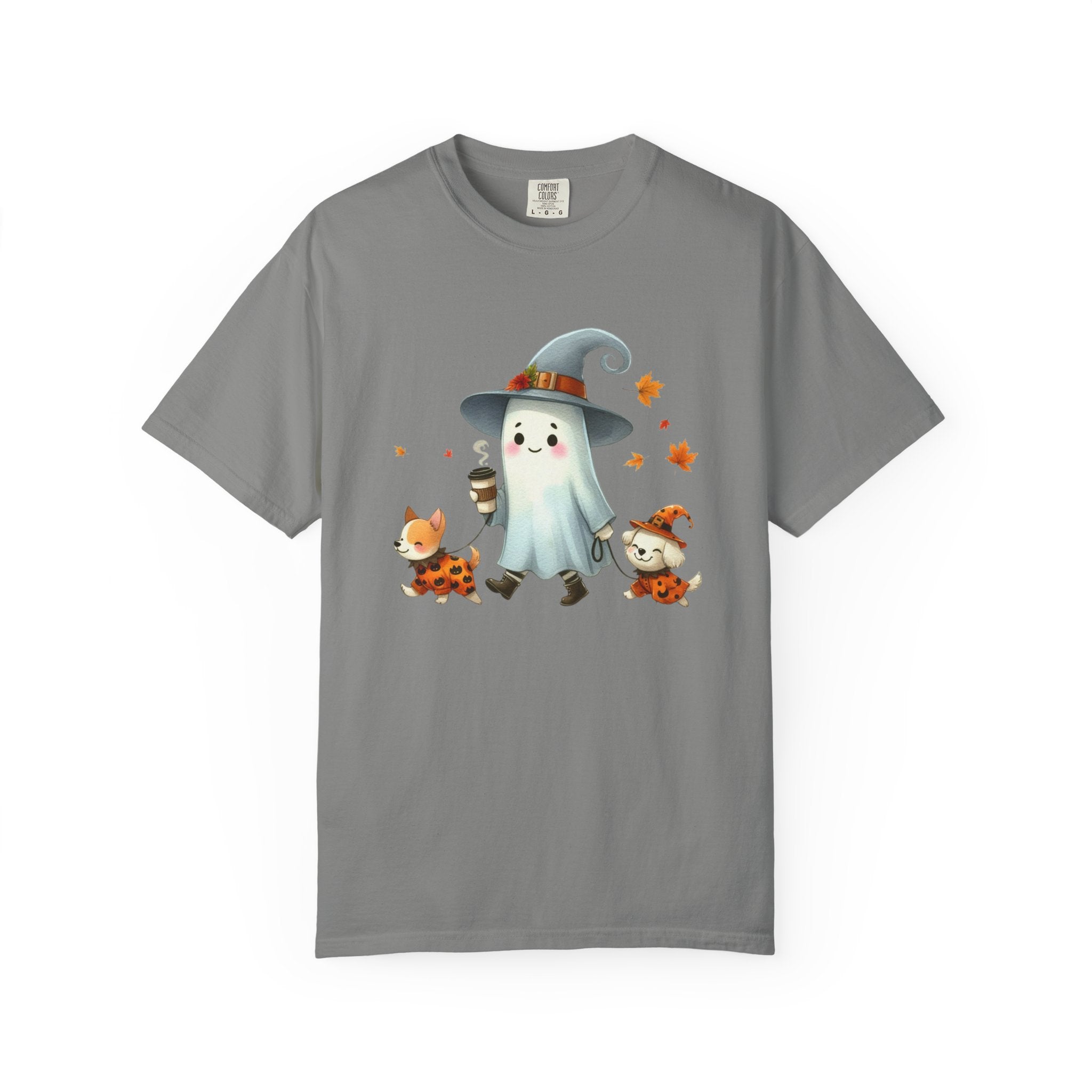 Cute ghost walking dogs shirt, cute dogs fall shirt by Printify