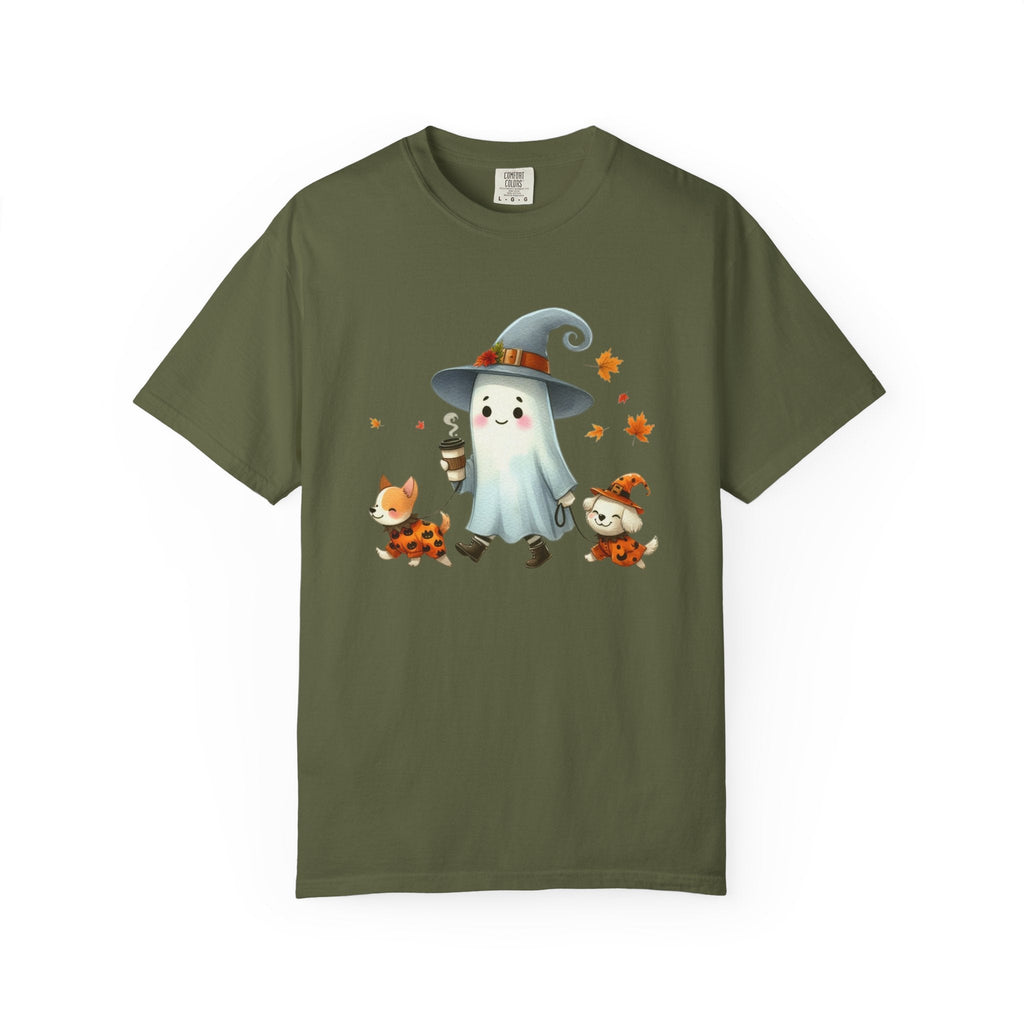 Cute ghost walking dogs shirt, cute dogs fall shirt by Printify