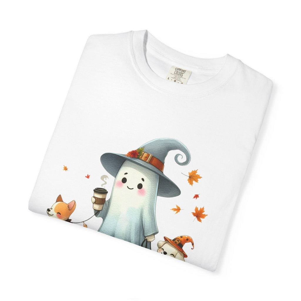 Cute ghost walking dogs shirt, cute dogs fall shirt by Printify