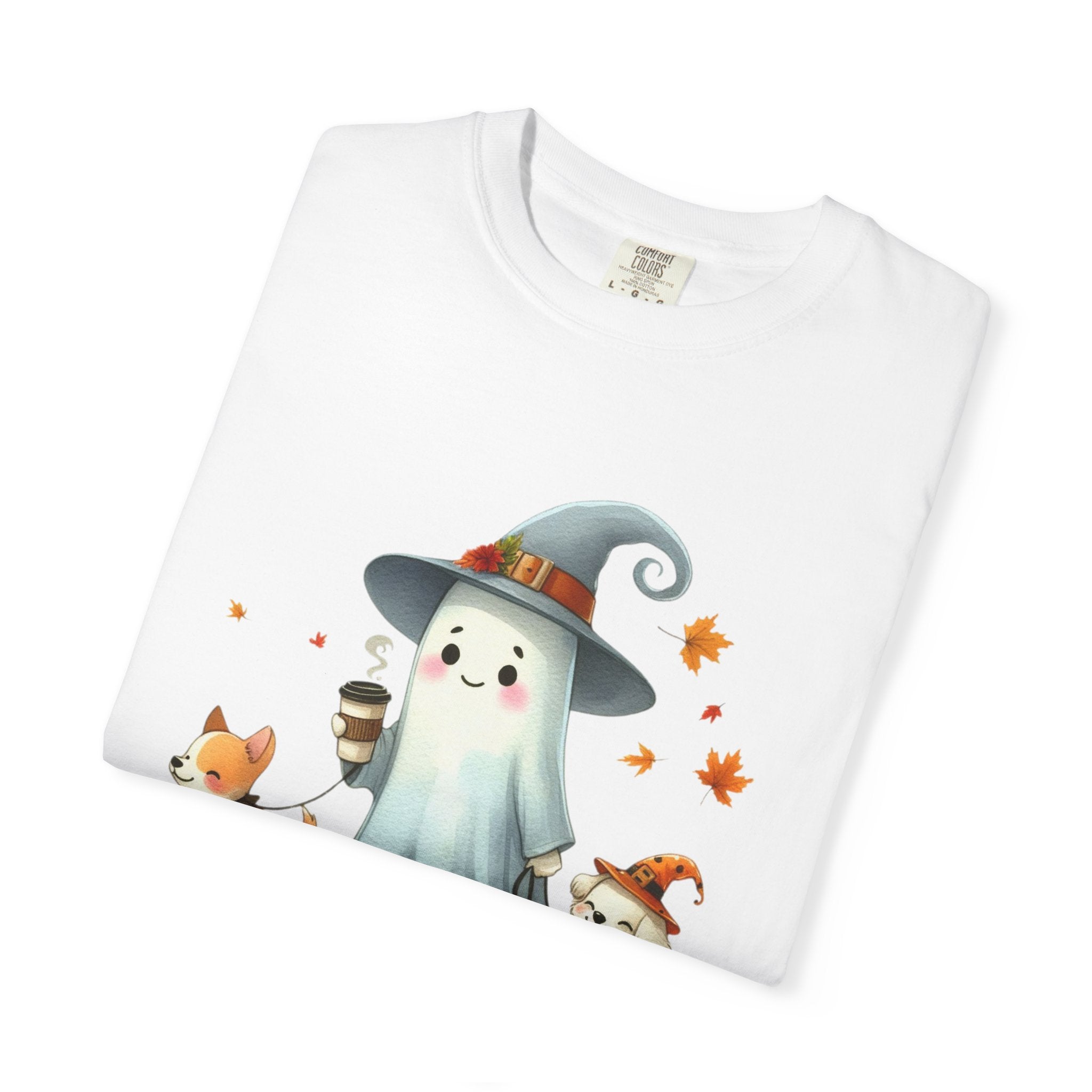 Cute ghost walking dogs shirt, cute dogs fall shirt by Printify