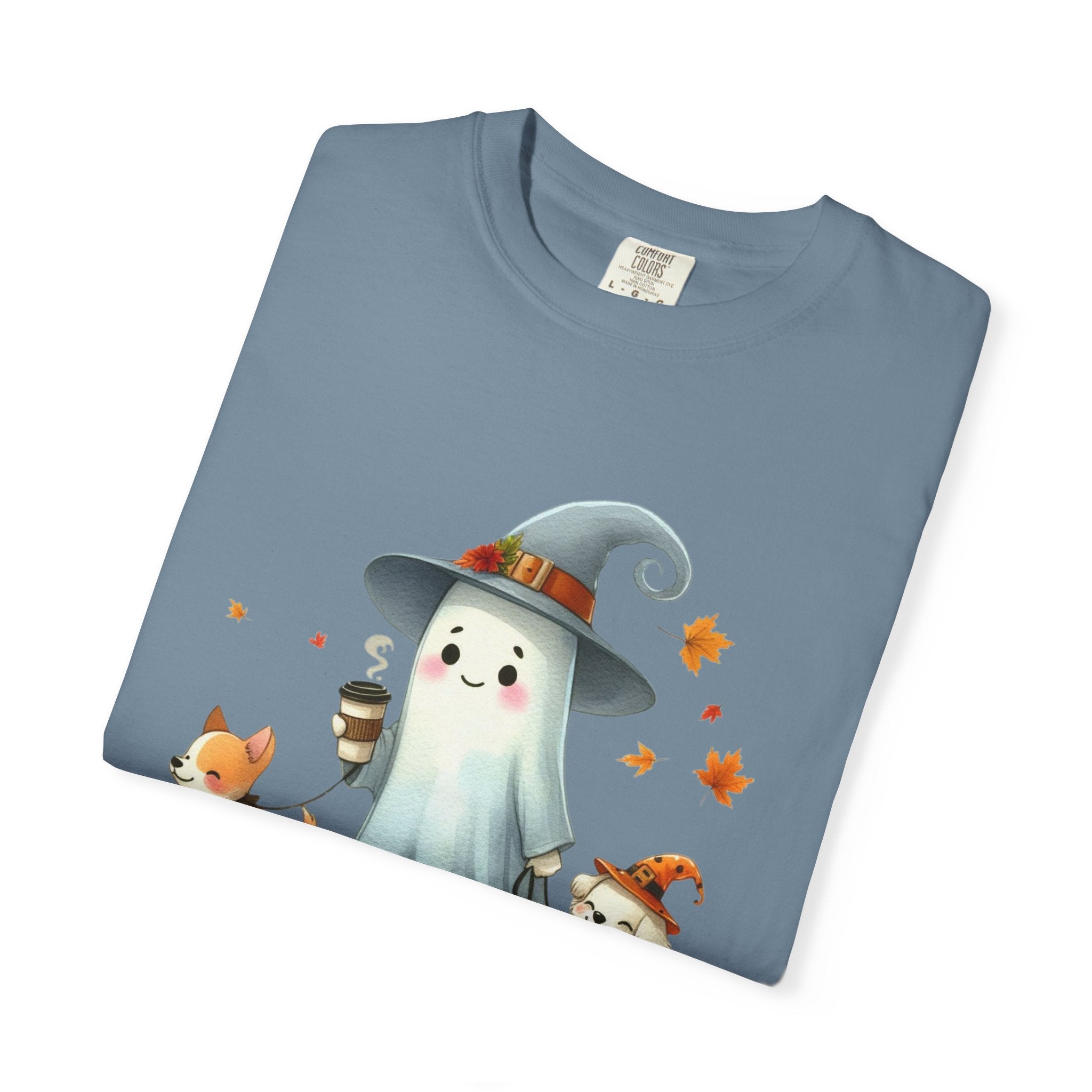 Cute ghost walking dogs shirt, cute dogs fall shirt by Printify