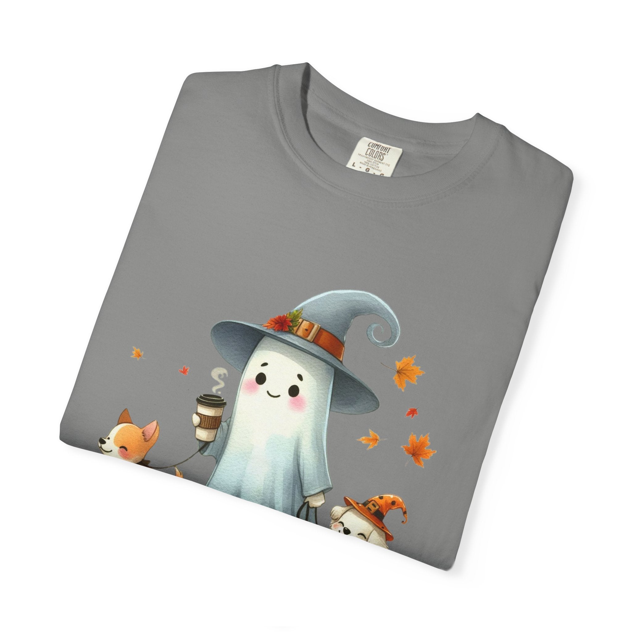 Cute ghost walking dogs shirt, cute dogs fall shirt by Printify