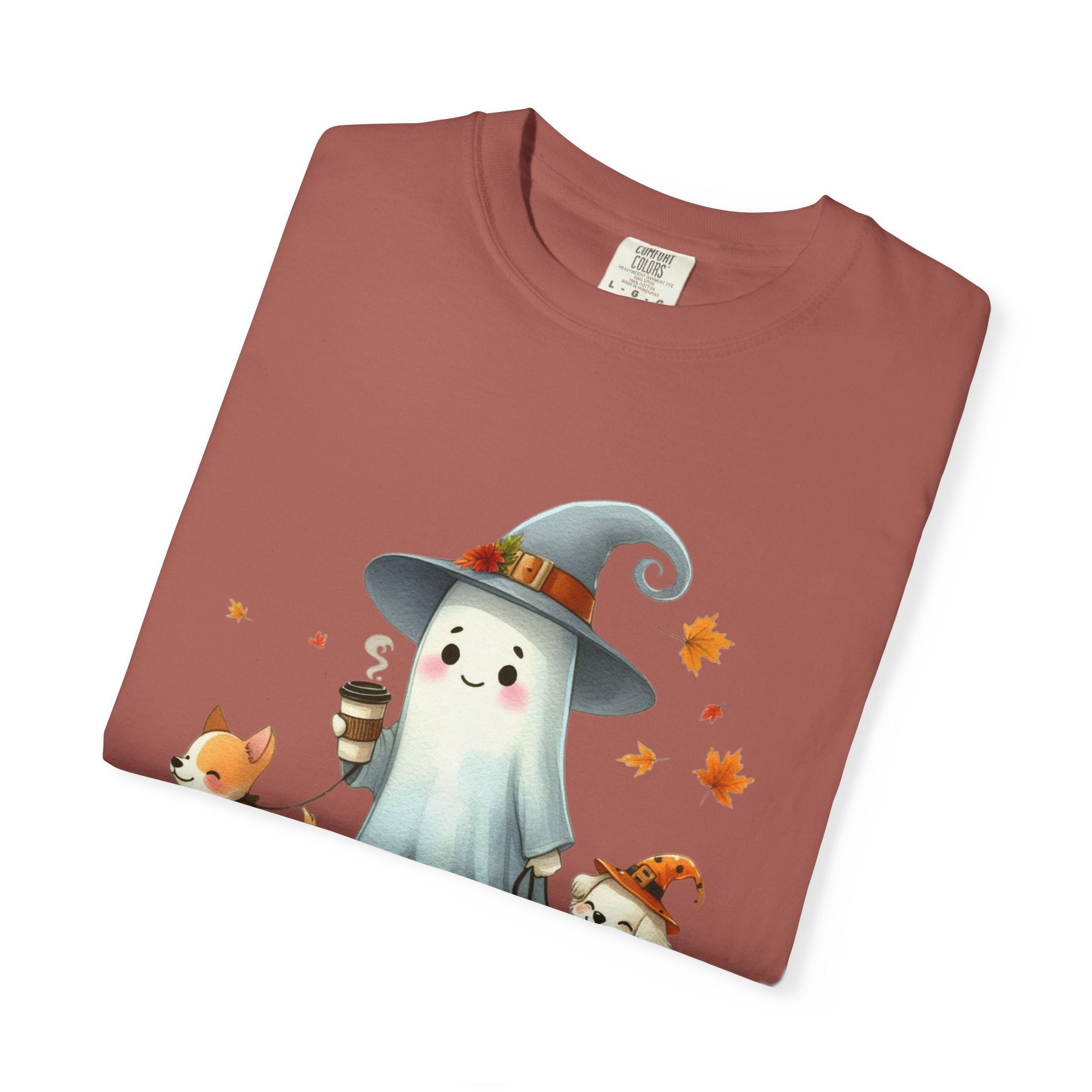 Cute ghost walking dogs shirt, cute dogs fall shirt by Printify