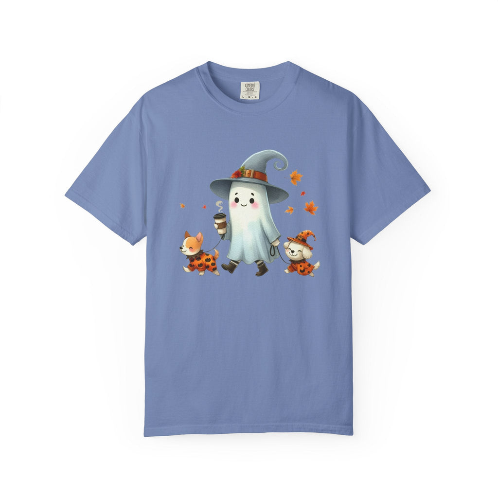 Cute ghost walking dogs shirt, cute dogs fall shirt by Printify