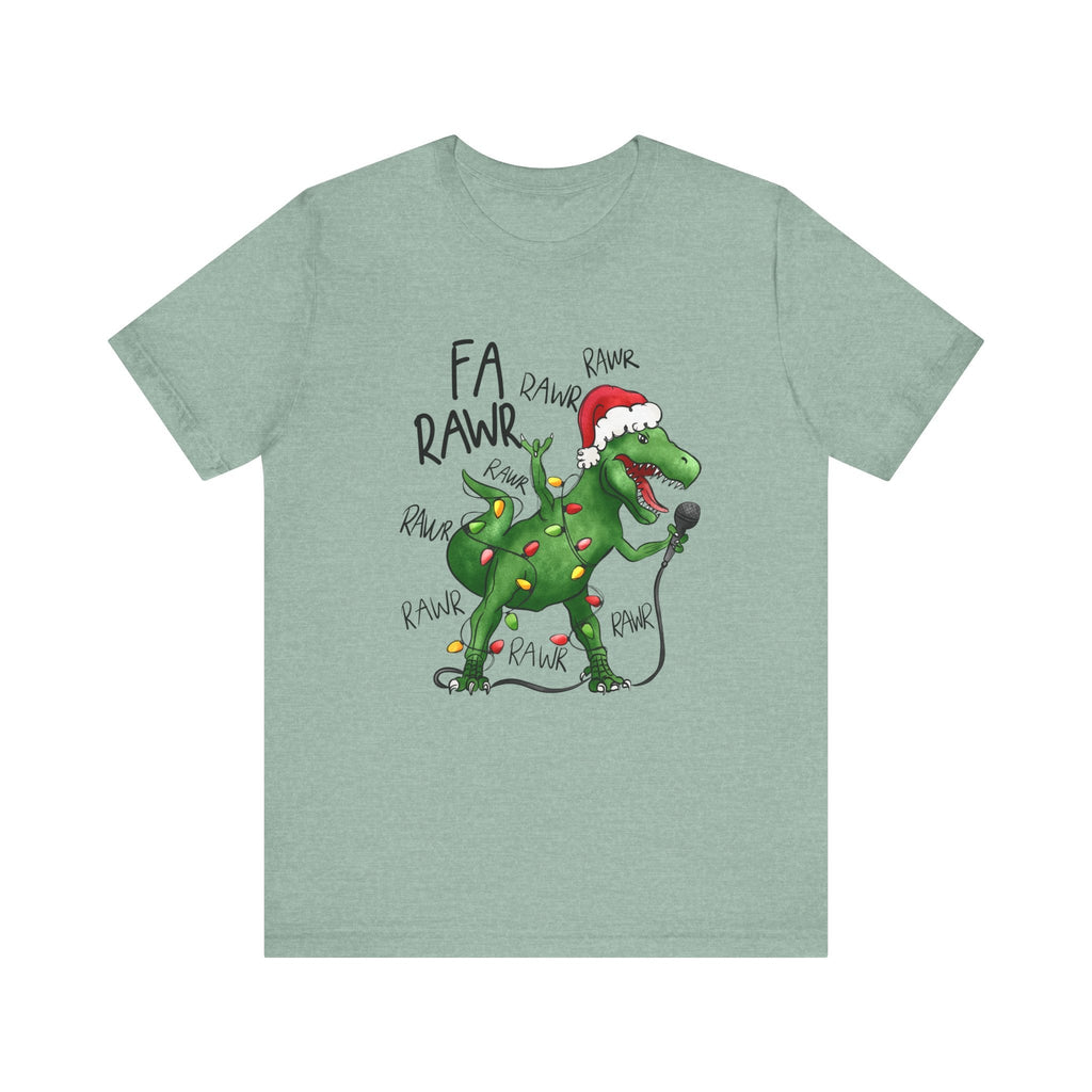 Dinosaur Karaoke Christmas Music Shirt, Christmas Music Tee by Printify