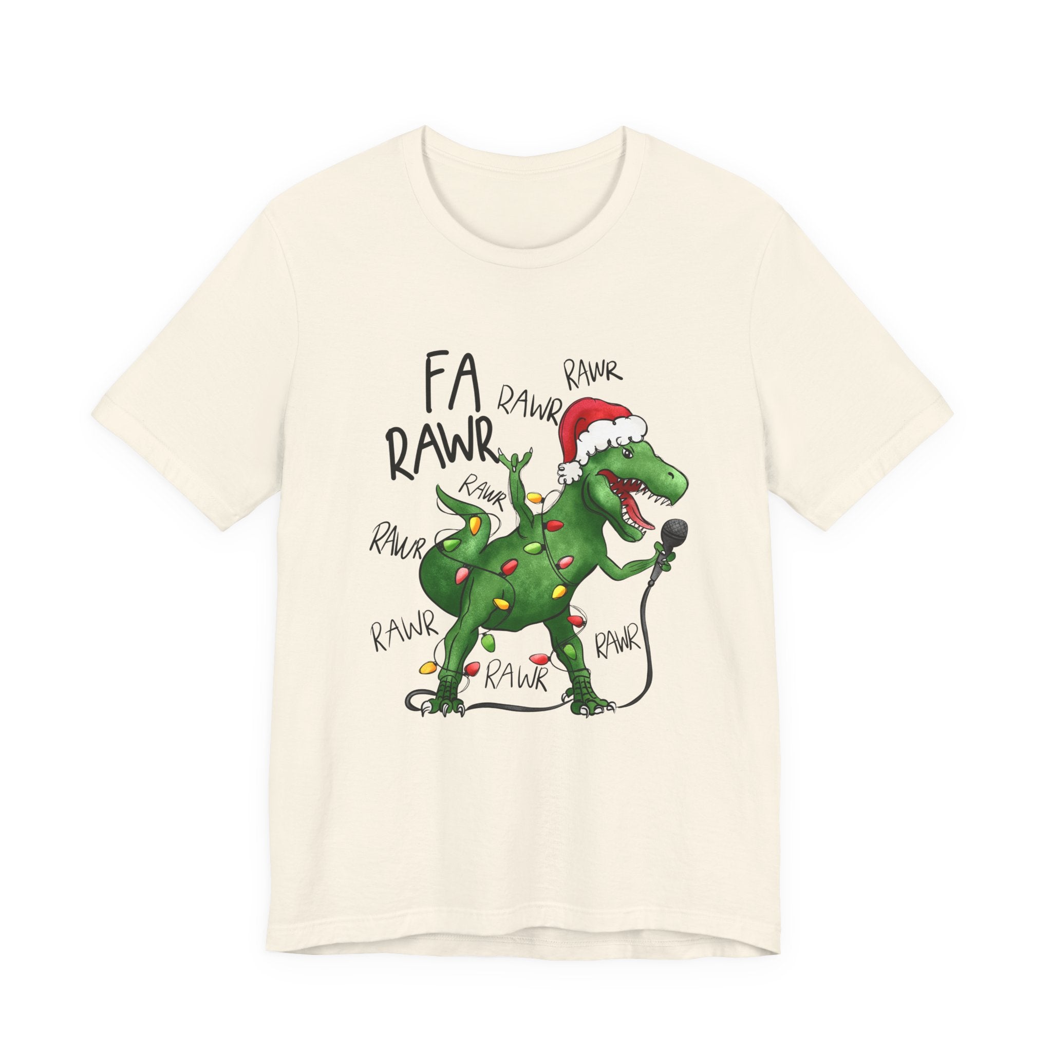 Dinosaur Karaoke Christmas Music Shirt, Christmas Music Tee by Printify