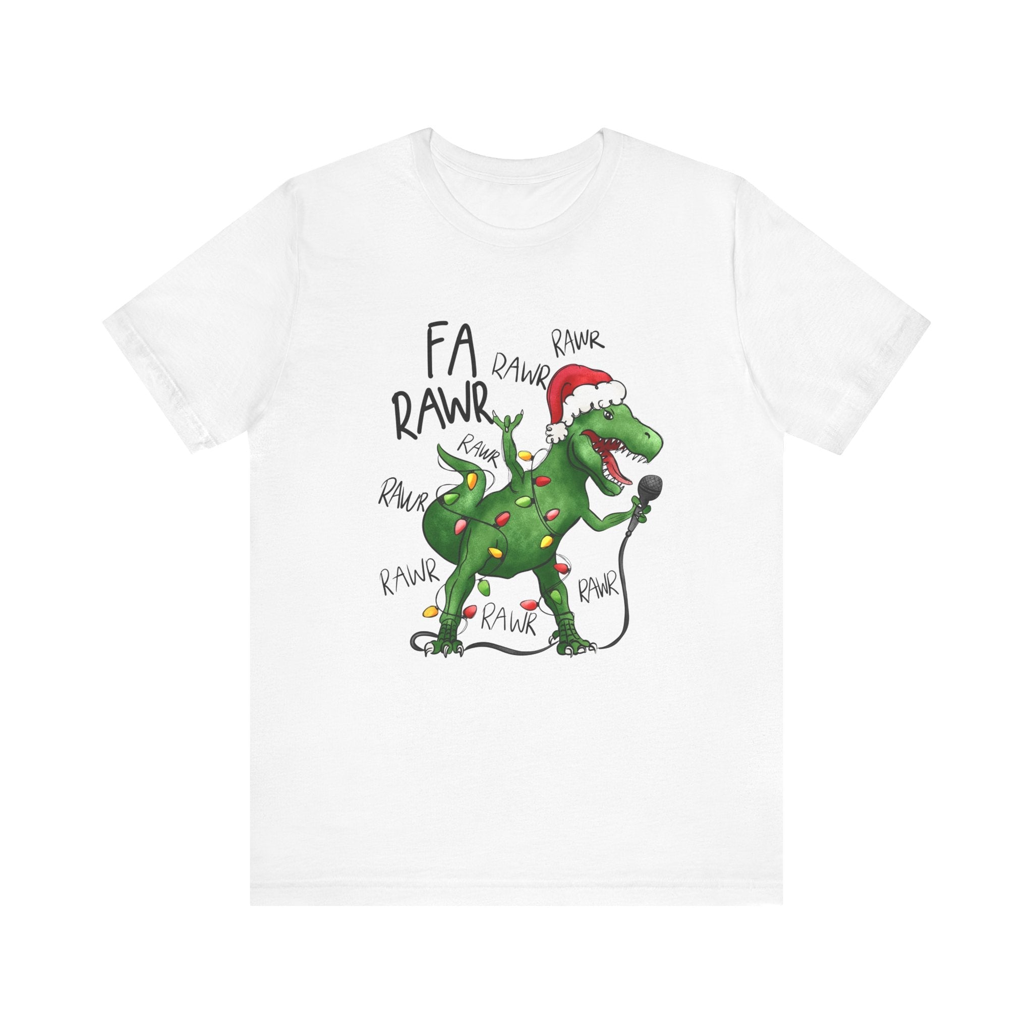 Dinosaur Karaoke Christmas Music Shirt, Christmas Music Tee by Printify