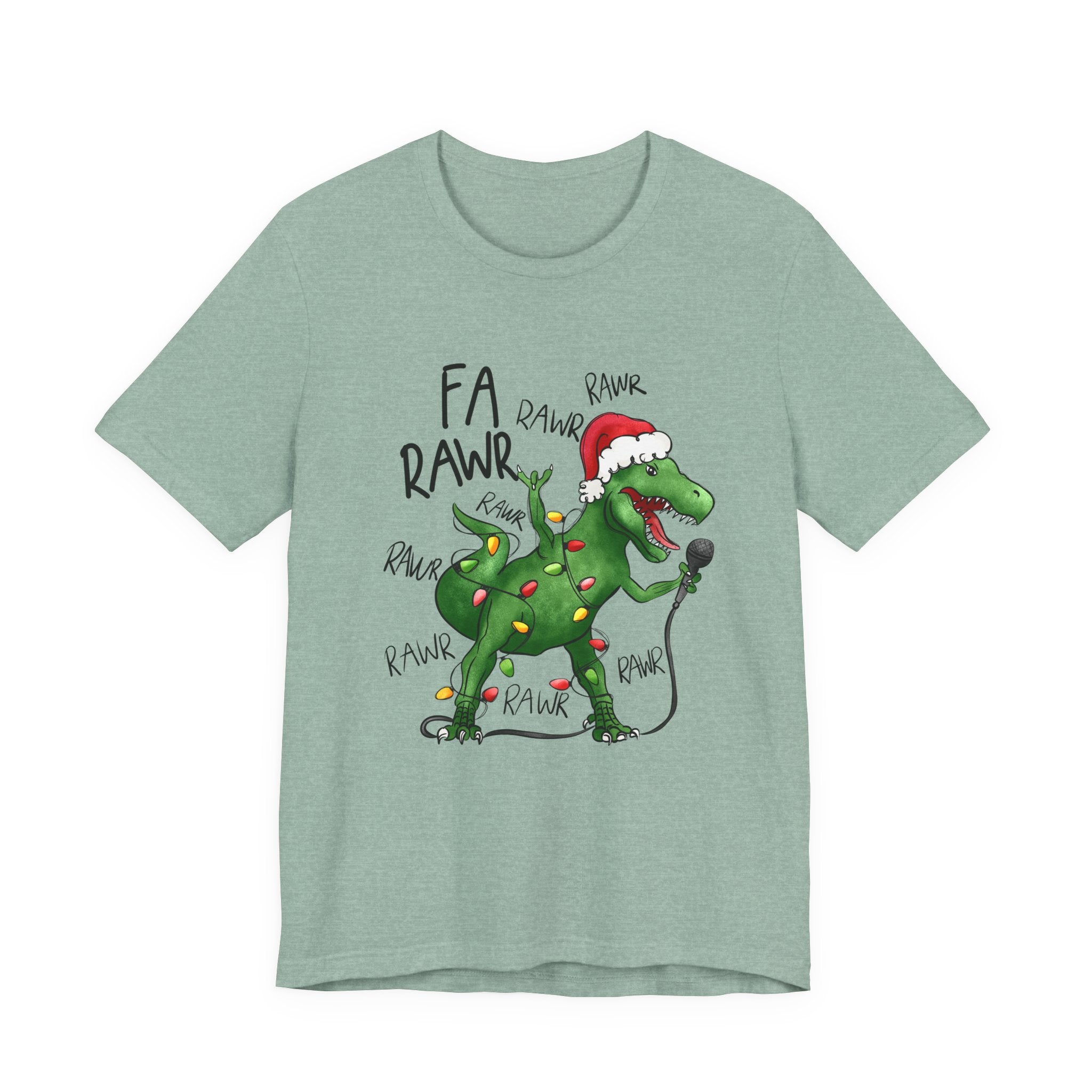 Dinosaur Karaoke Christmas Music Shirt, Christmas Music Tee by Printify